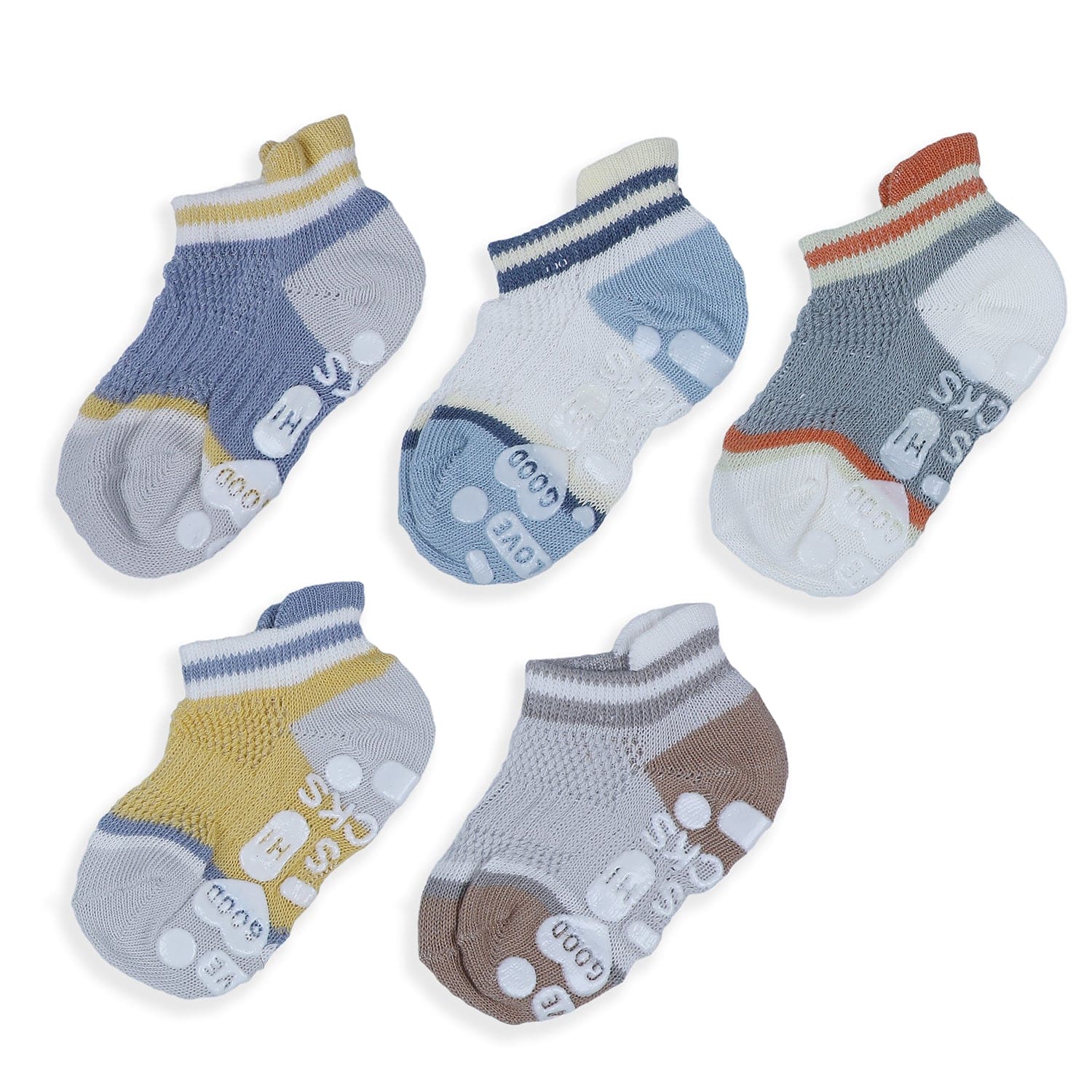 Baby Moo Fun Prints Anti-Skid Adorable 5 Pack Socks - Multicolour - Baby Moo