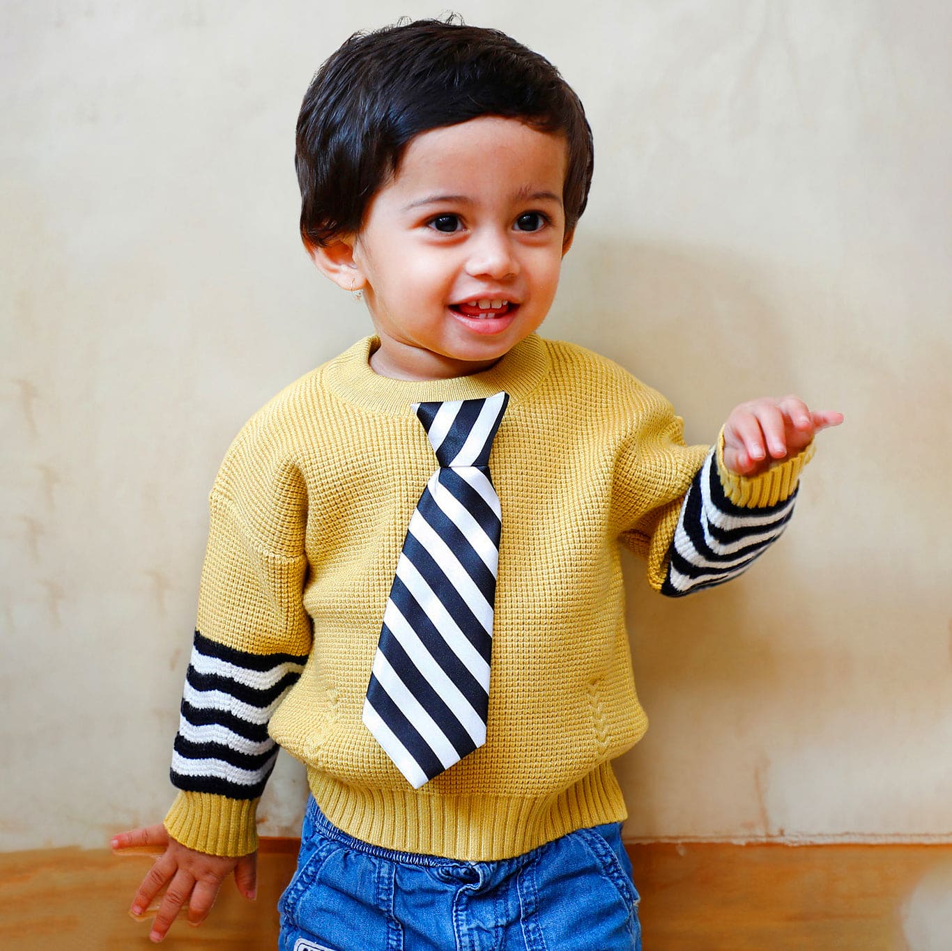 Mustard striped outlet sweater