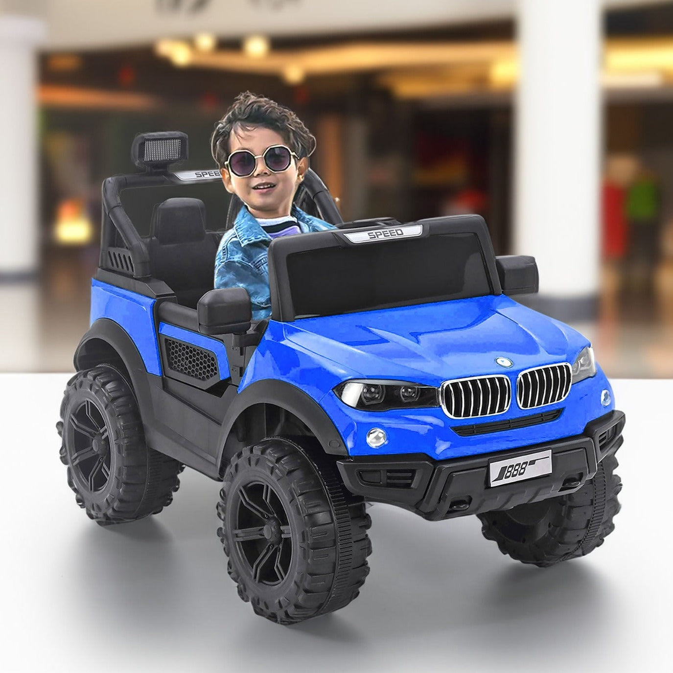 Baby Moo 4X4 Mercedes Benz Electric Ride-On Car for Kids | Rechargeable Battery | Bluetooth Remote Control | USB MP3 Player | Double Seat | Age 2-6 - Blue