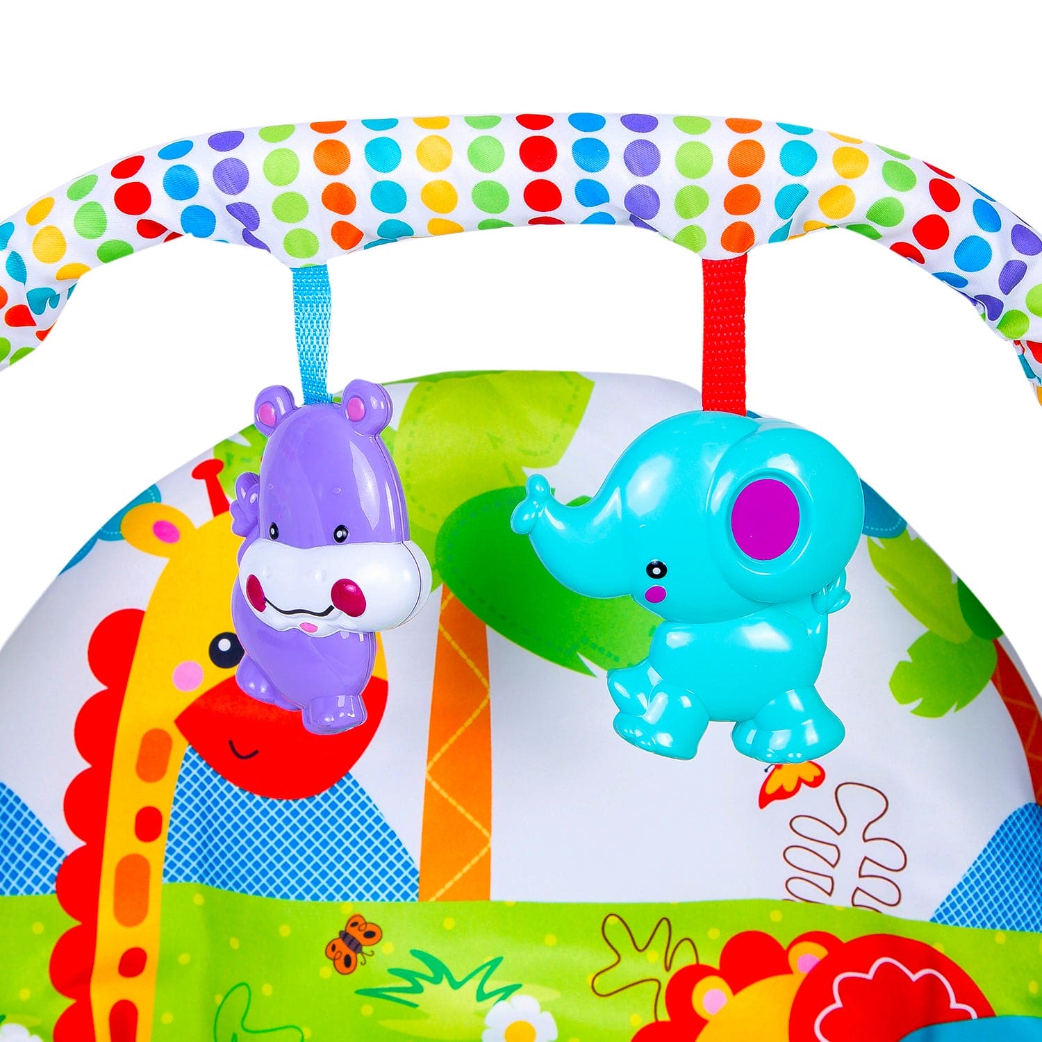 Bright Stars Foldable Musical Comfortable Swing With Animals Green