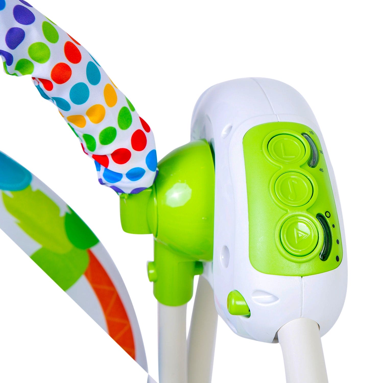 Bright Stars Foldable Musical Comfortable Swing With Animals Green