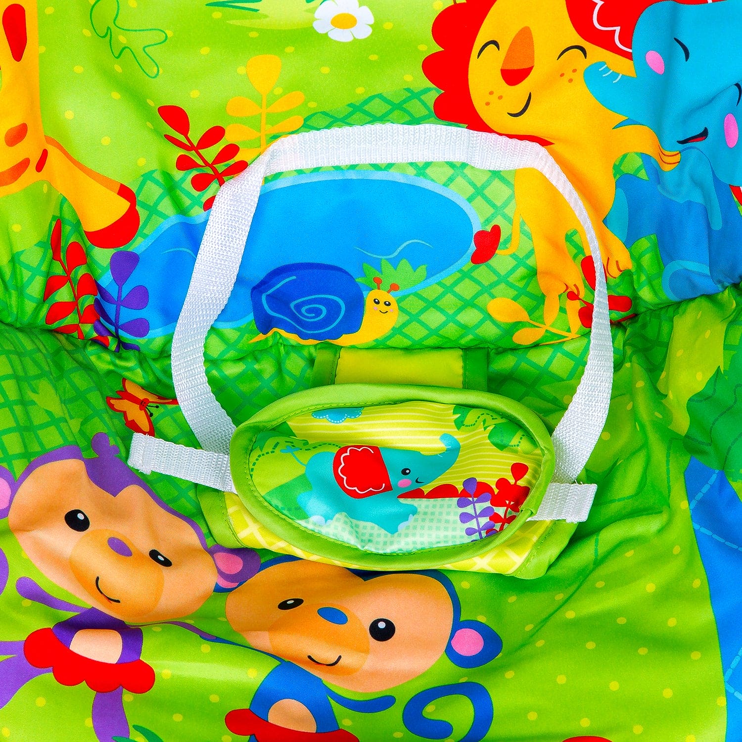 Bright Stars Foldable Musical Comfortable Swing With Animals Green