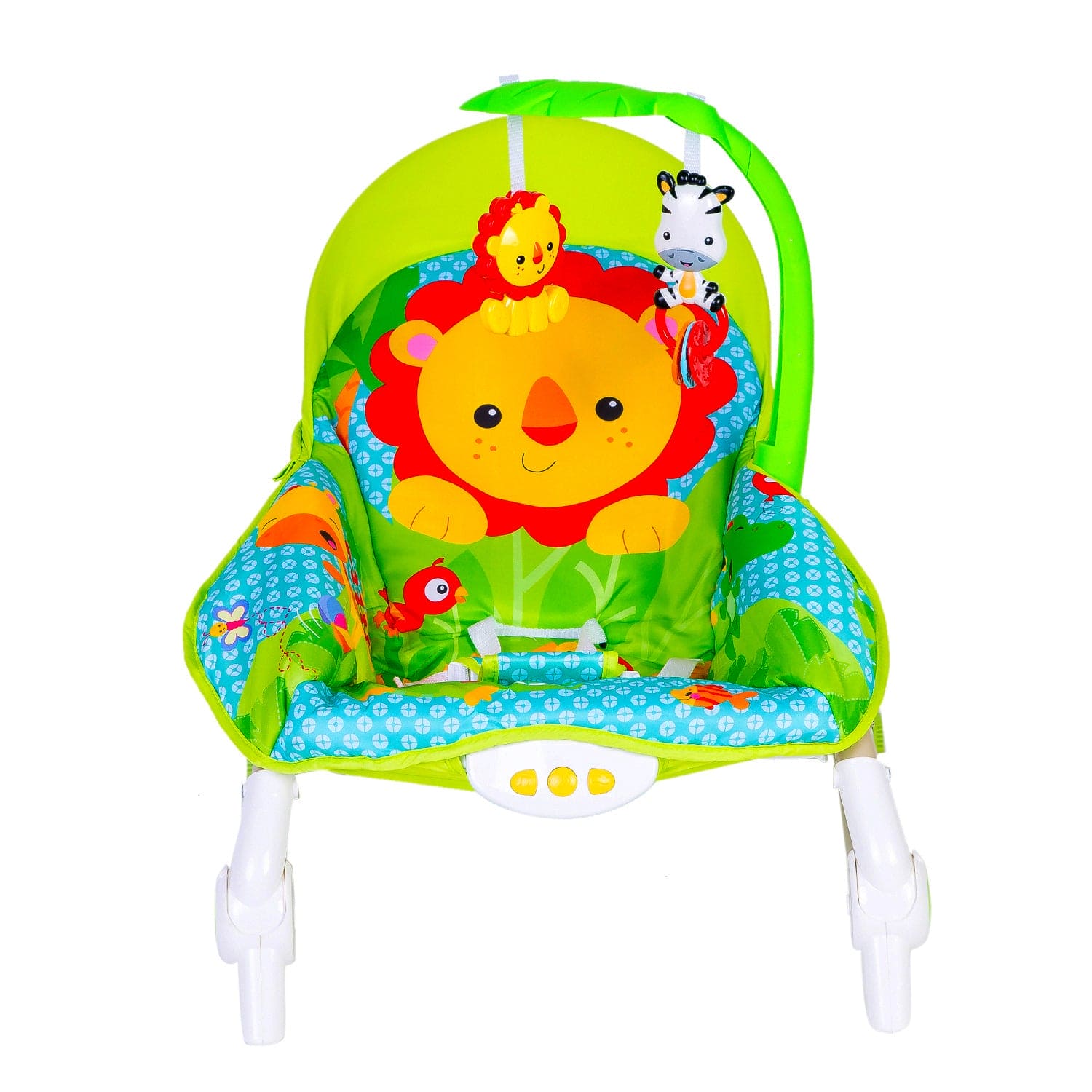 Newborn To Toddler Portable Rocker With Hanging Toys Lion Green