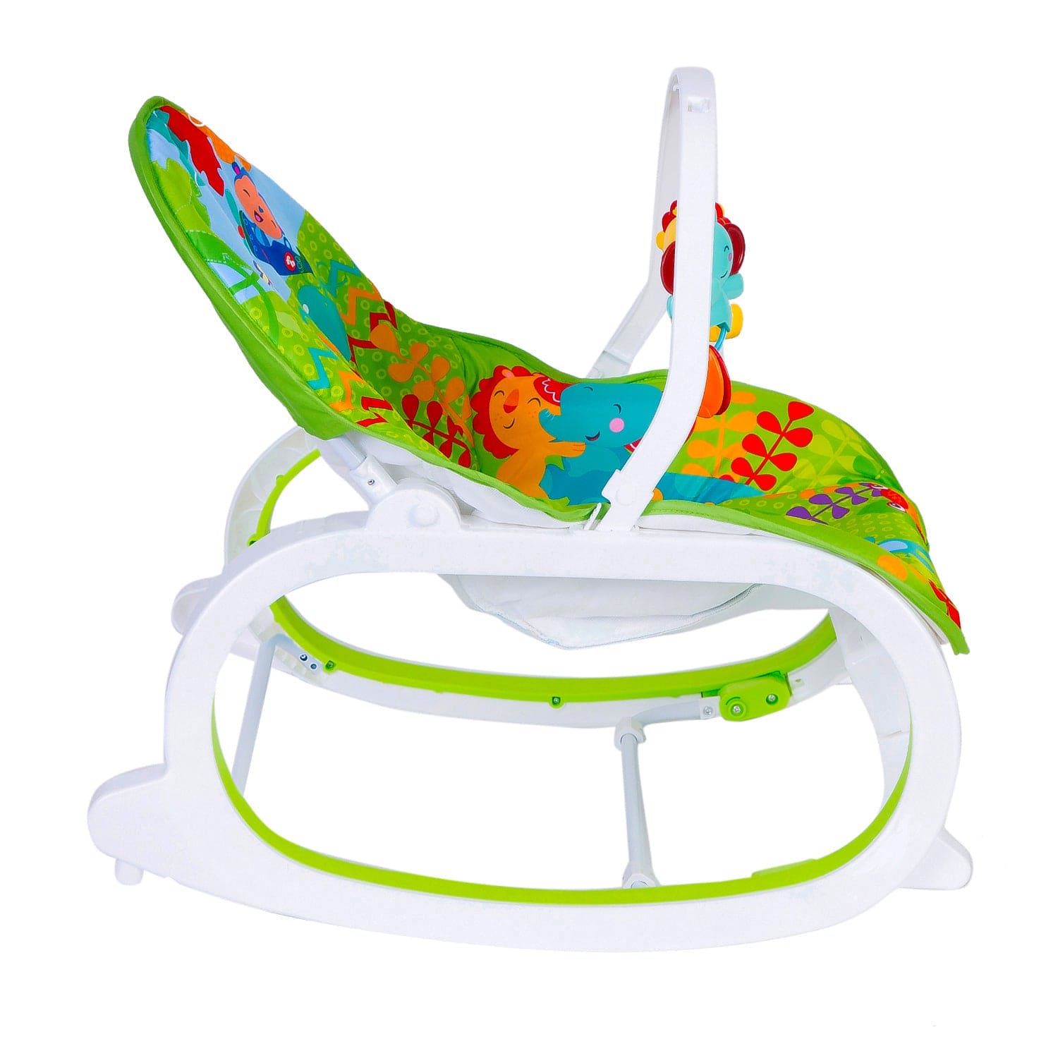 Infant To Toddler With Animals In Jungle Happy Baby Bouncer With Hanging Toys Green