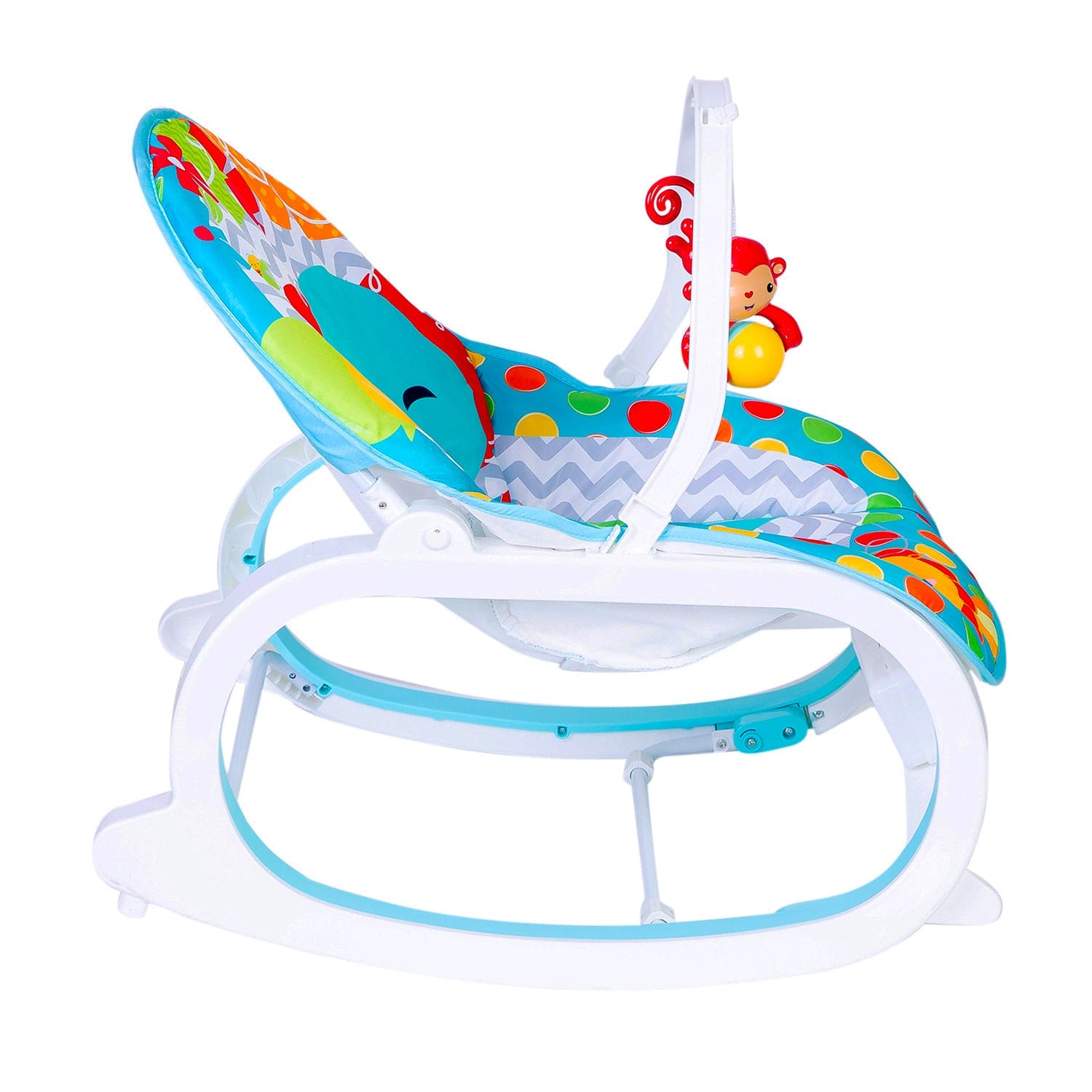 Infant To Toddler Polka Dots Happy Baby Bouncer With Hanging Toys Blue