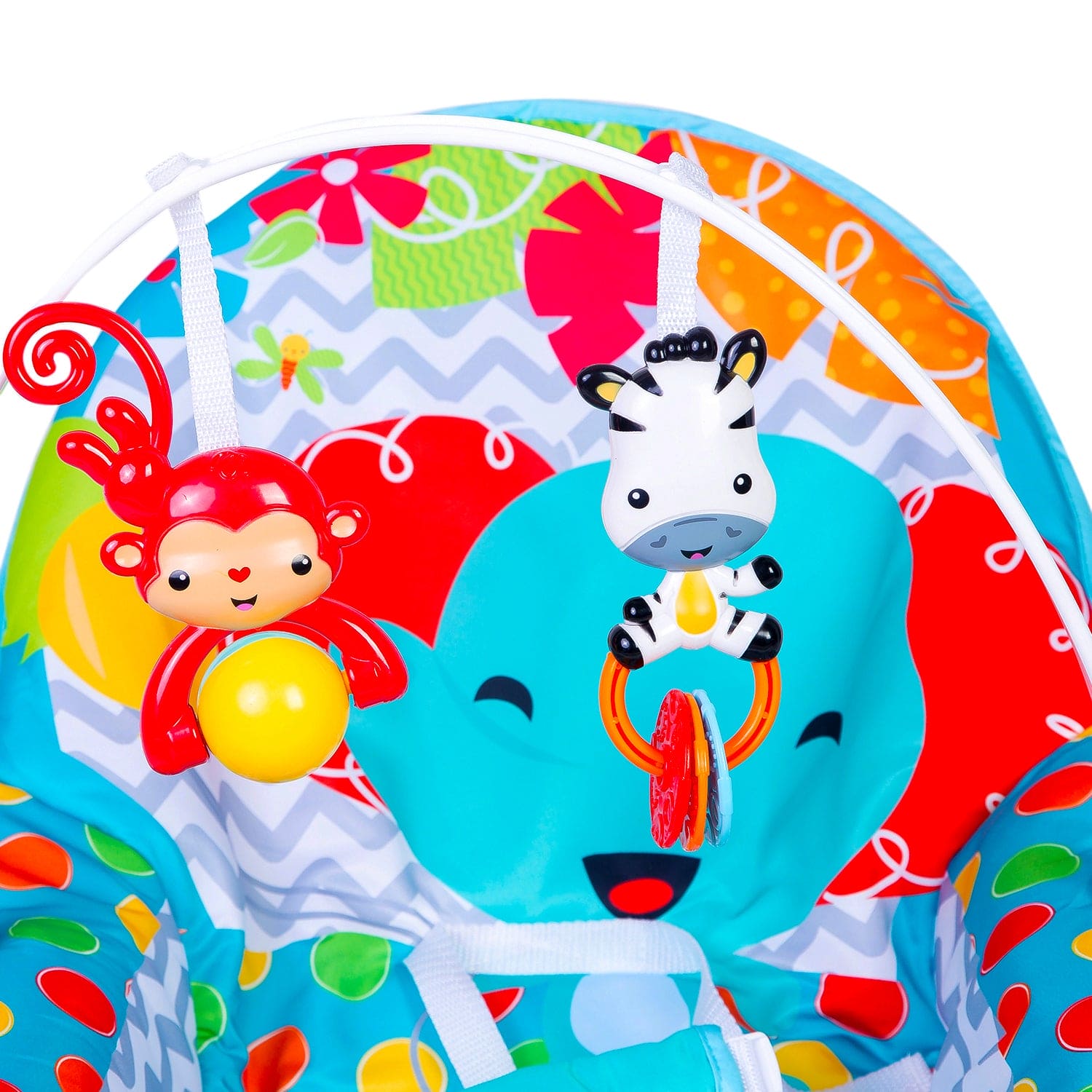 Infant To Toddler Polka Dots Happy Baby Bouncer With Hanging Toys Blue