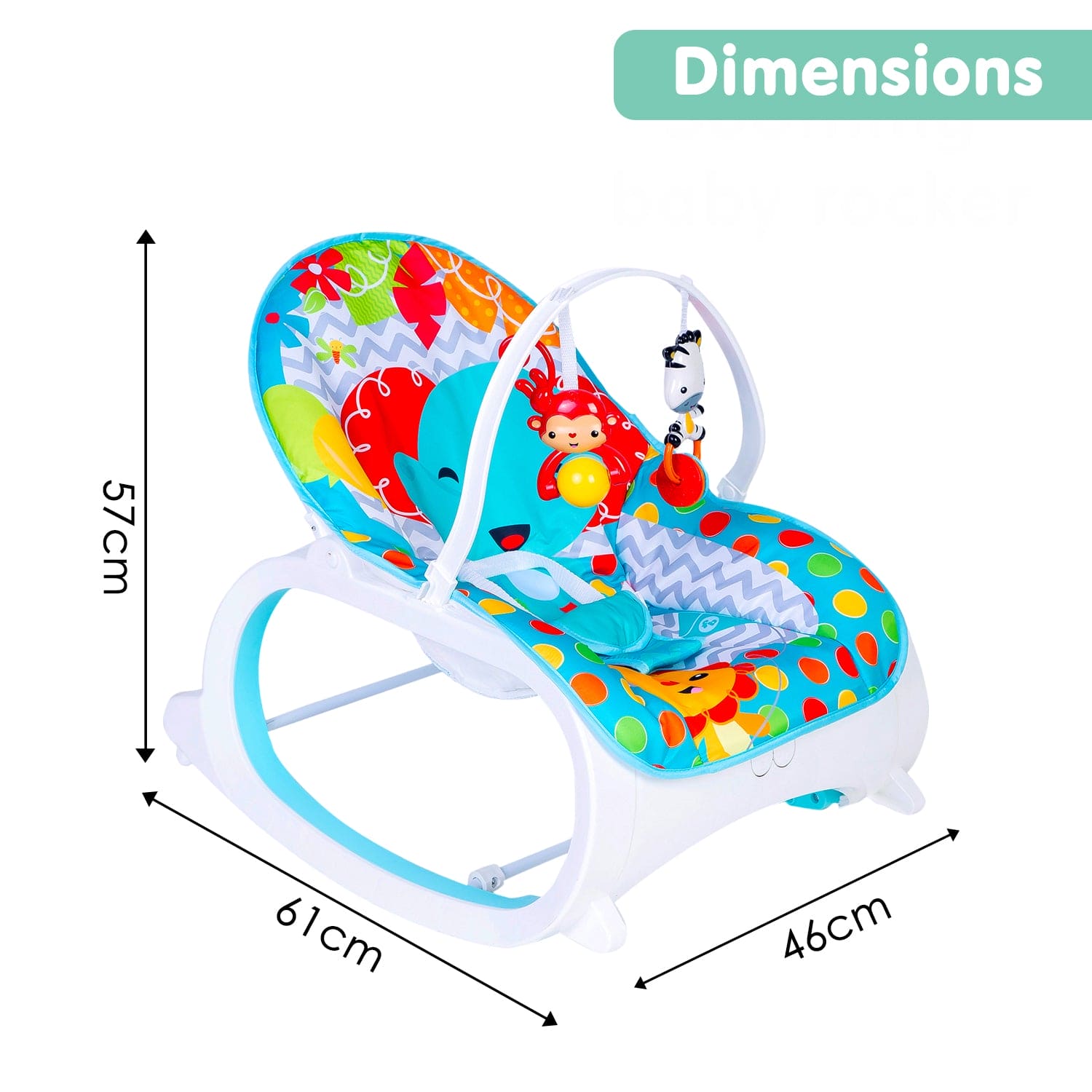 Infant To Toddler Polka Dots Happy Baby Bouncer With Hanging Toys Blue