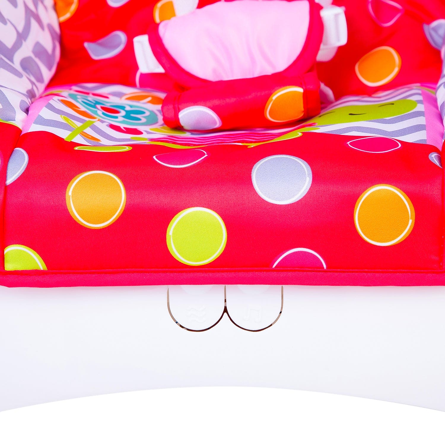 Infant To Toddler Polka Dotted Portable Rocker With Hanging Toys Red & Pink