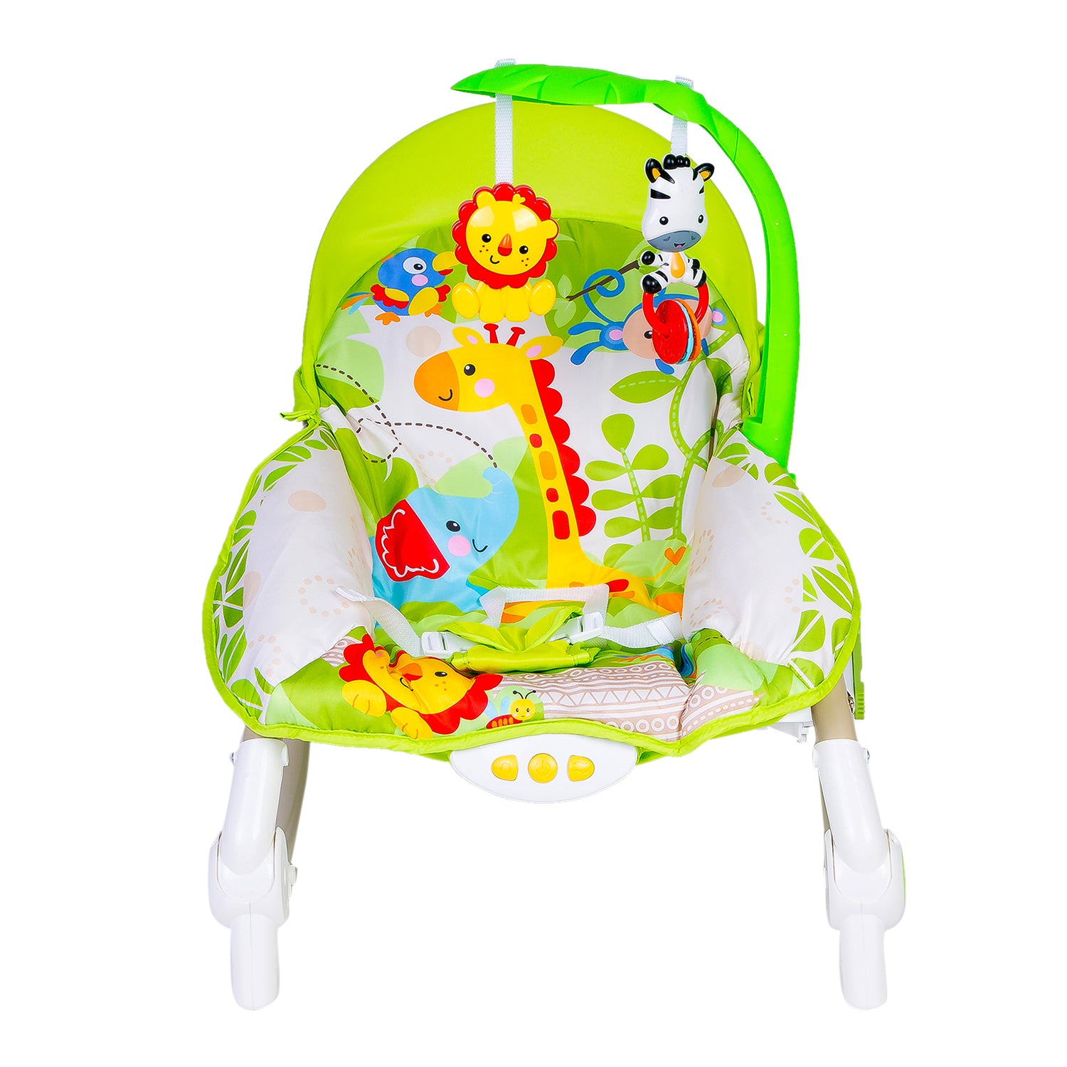 Newborn To Toddler Portable Musical Rocker With Hanging Toys Green