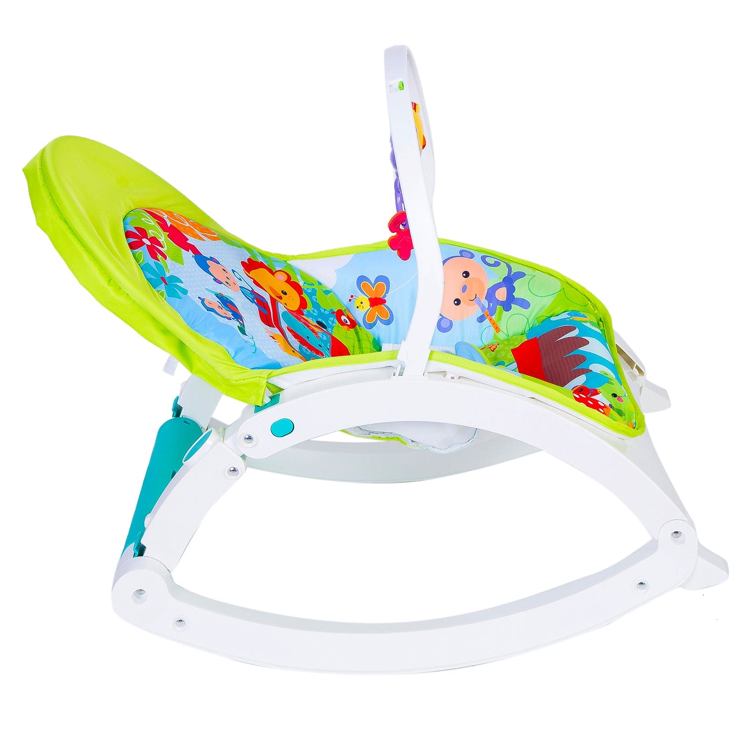Newborn To Toddler Portable Bouncer With Hanging Toys Green