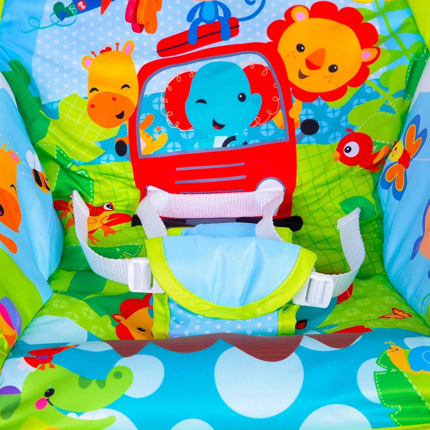 Newborn To Toddler Portable Bouncer With Hanging Toys Green