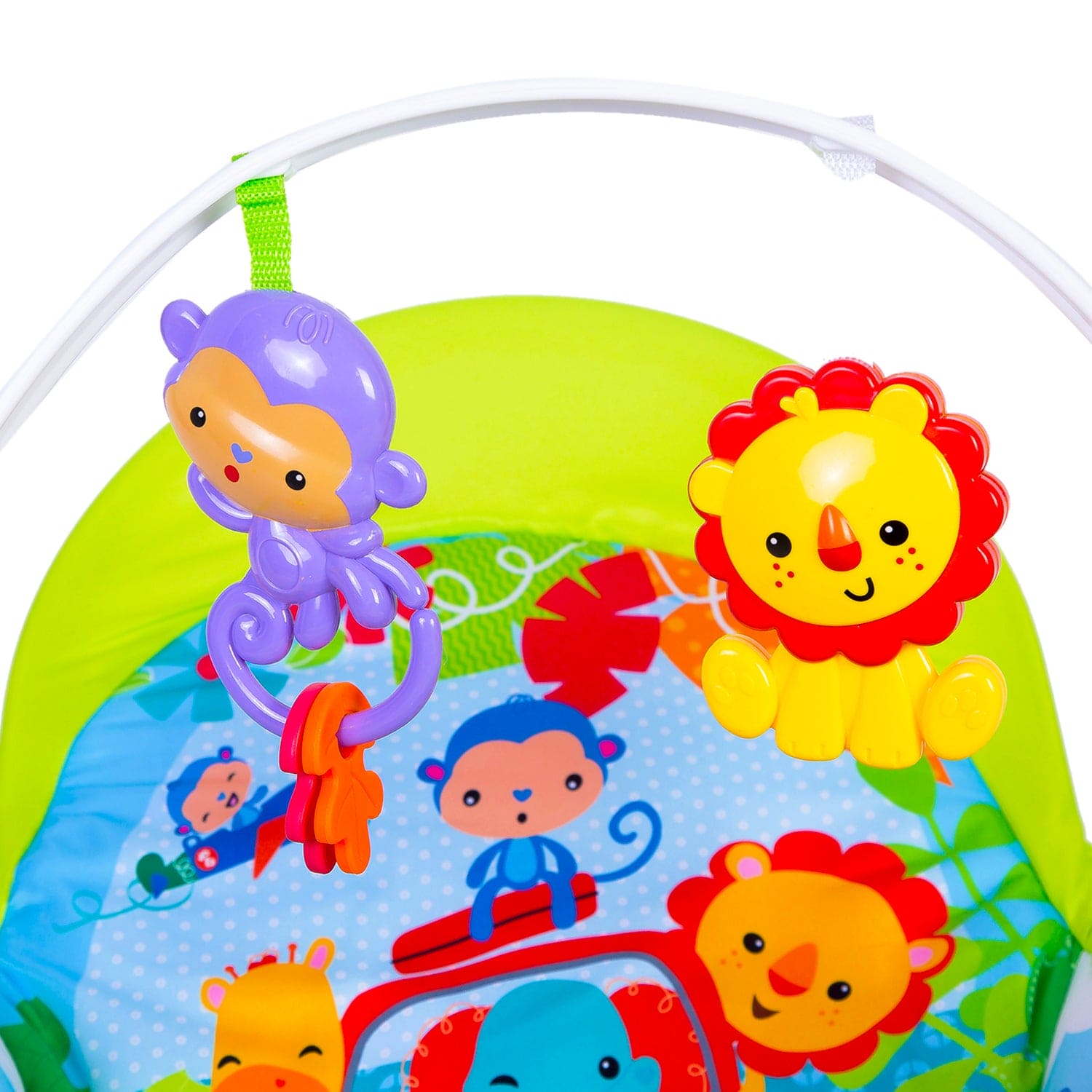 Newborn To Toddler Portable Bouncer With Hanging Toys Green