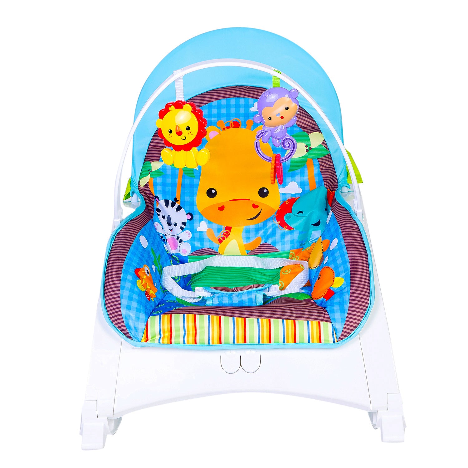 Newborn To Toddler Happy Baby Bouncer With Hanging Toys Blue