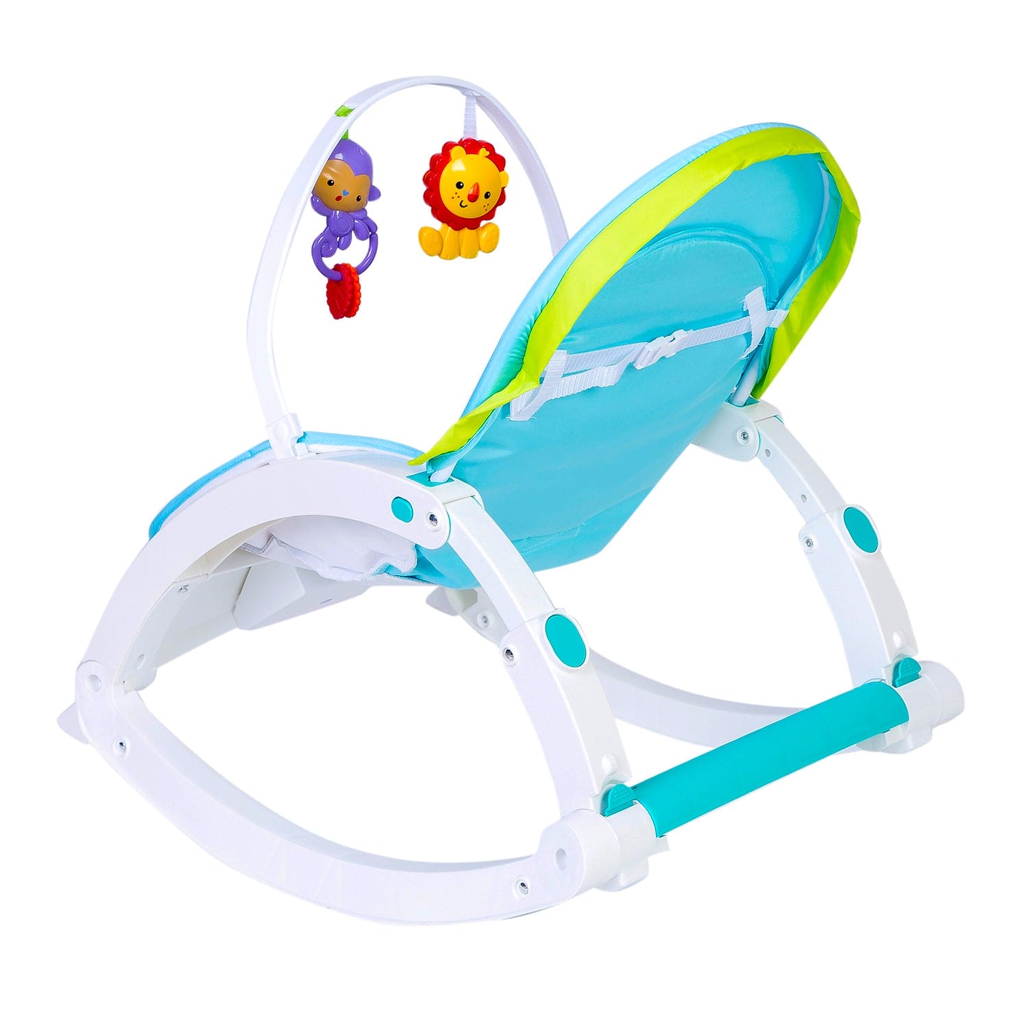 Newborn To Toddler Happy Baby Bouncer With Hanging Toys Blue