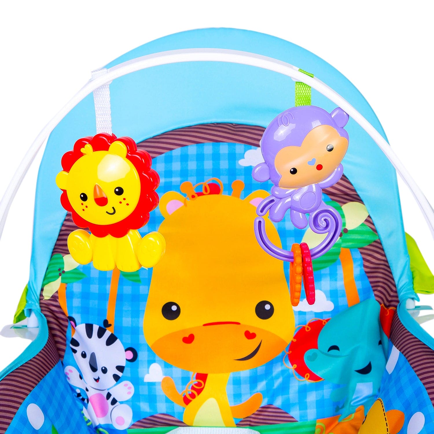 Newborn To Toddler Happy Baby Bouncer With Hanging Toys Blue