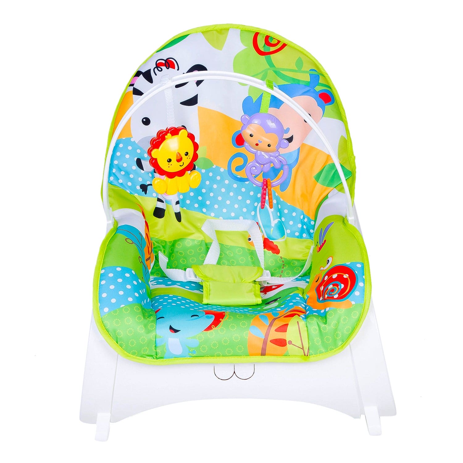 Infant To Toddler Happy Baby Bouncer With Hanging Toys Green