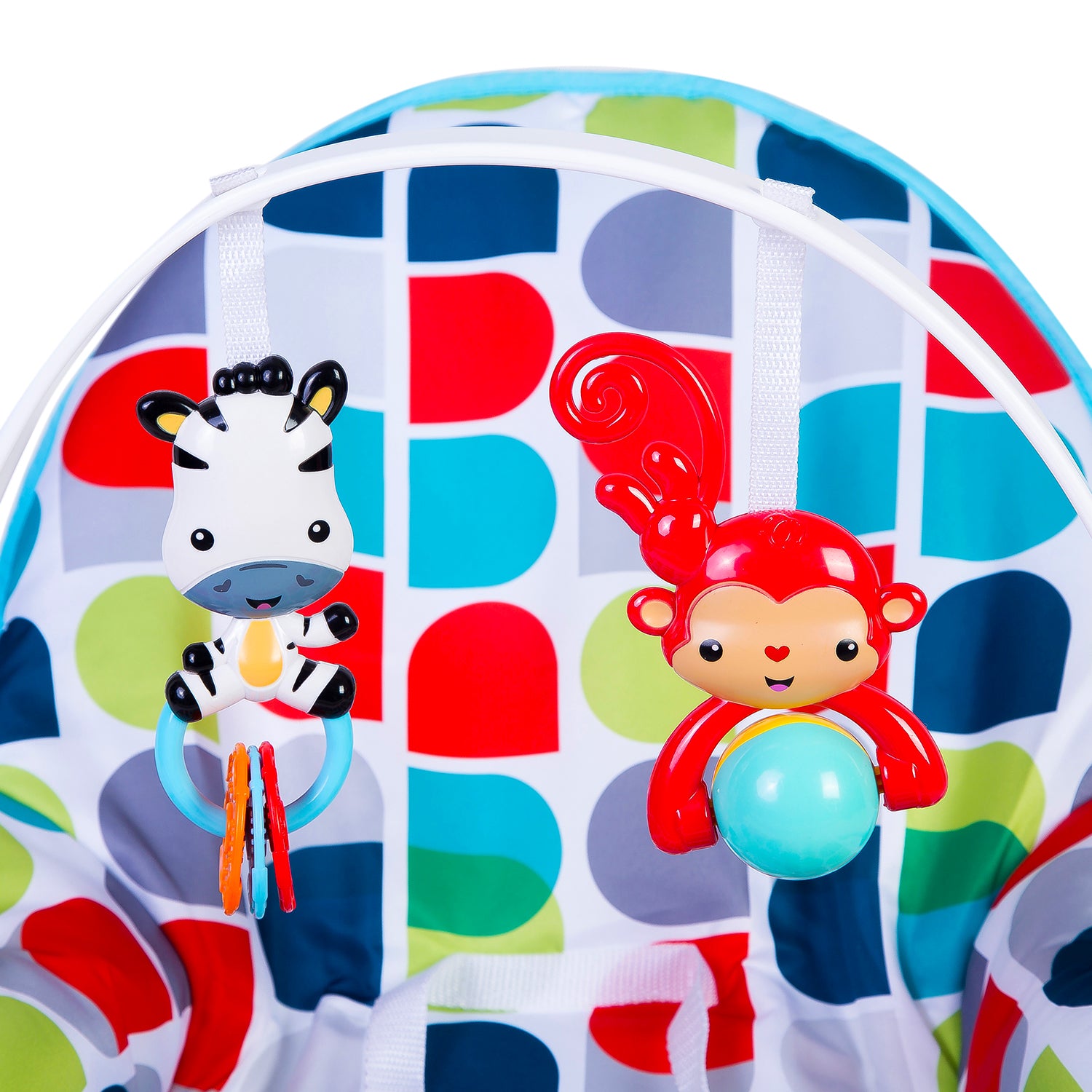 Infant To Toddler Polka Dotted Portable Rocker With Hanging Toys Blue