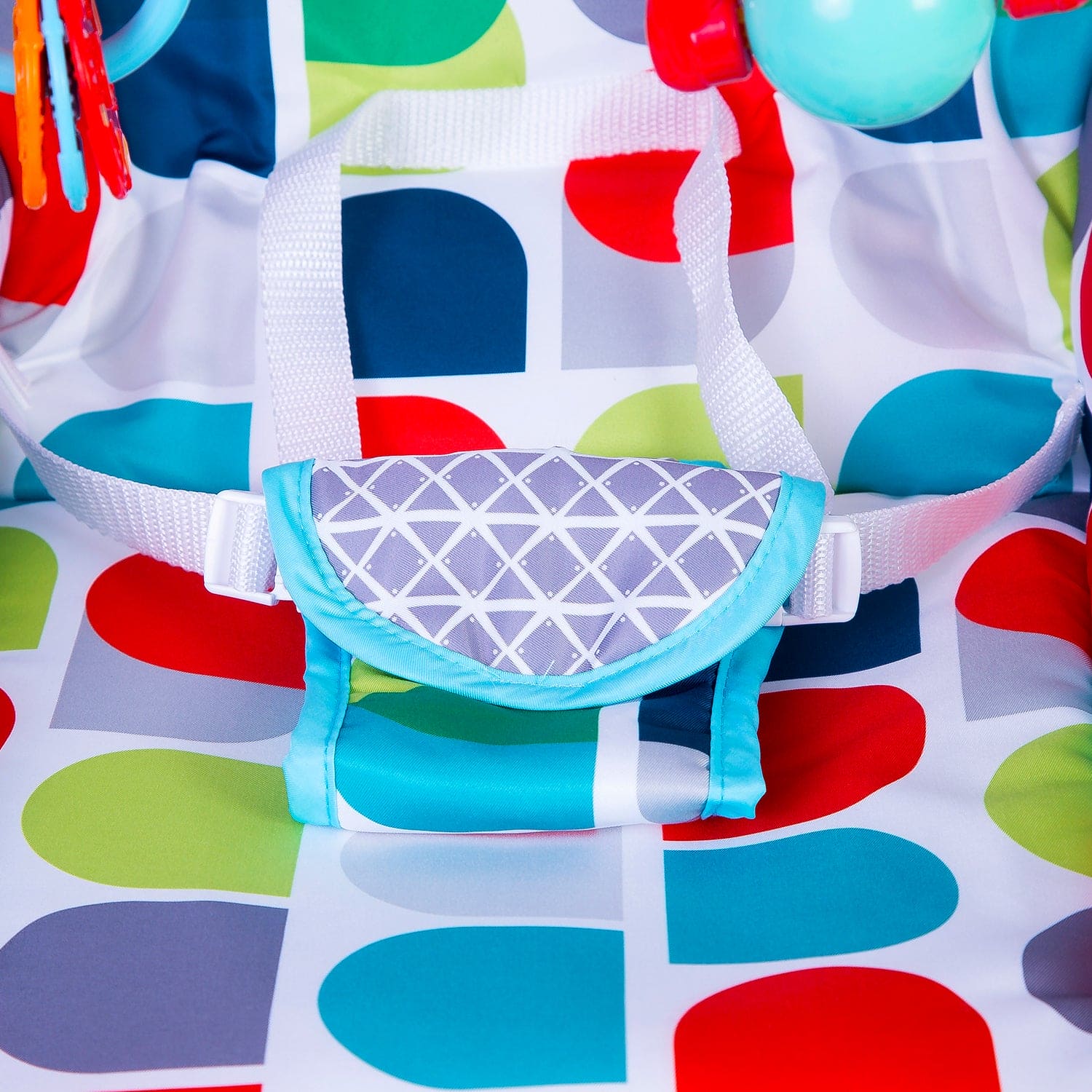Infant To Toddler Polka Dotted Portable Rocker With Hanging Toys Blue
