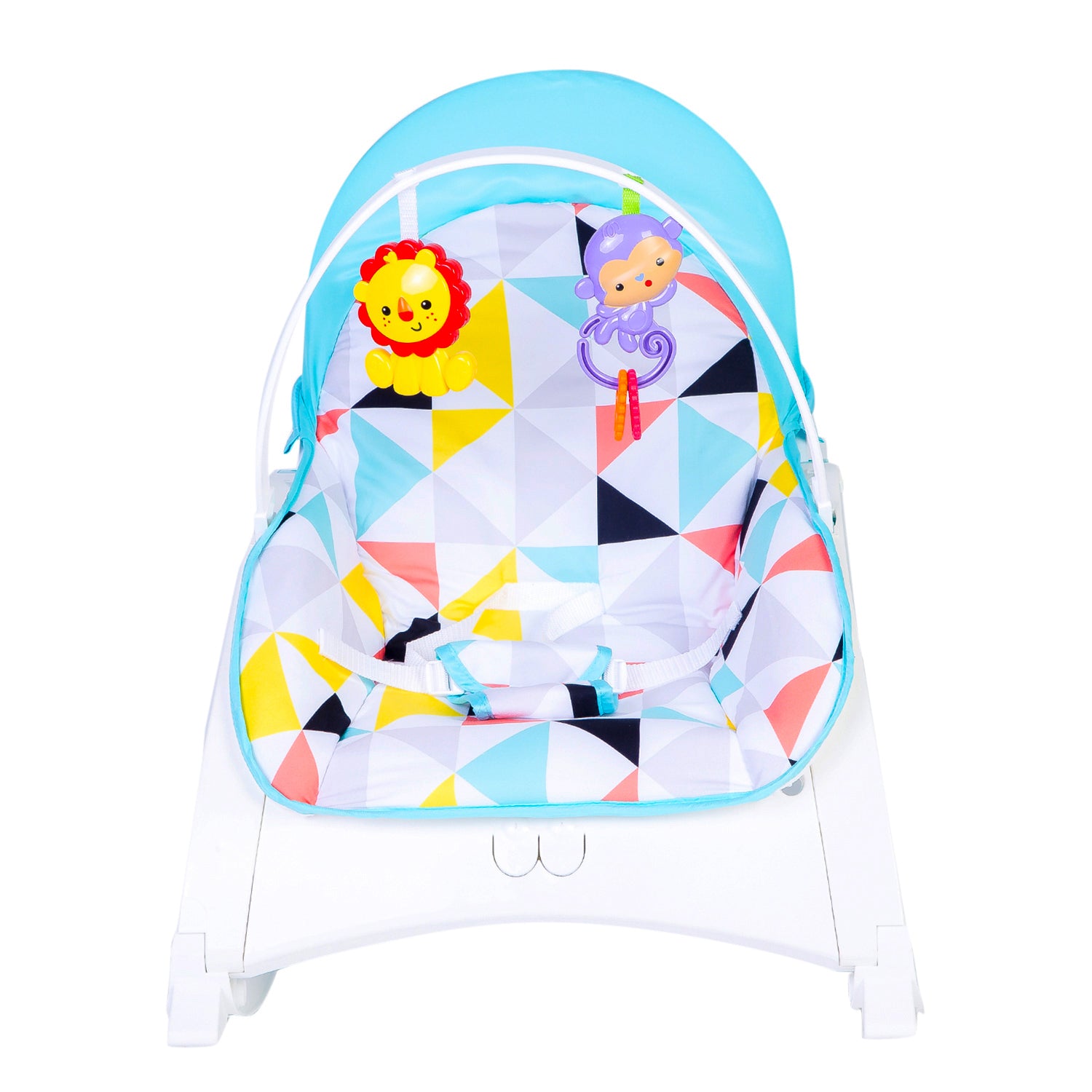 Newborn To Toddler Portable Bouncer With Hanging Toys Abstract Blue