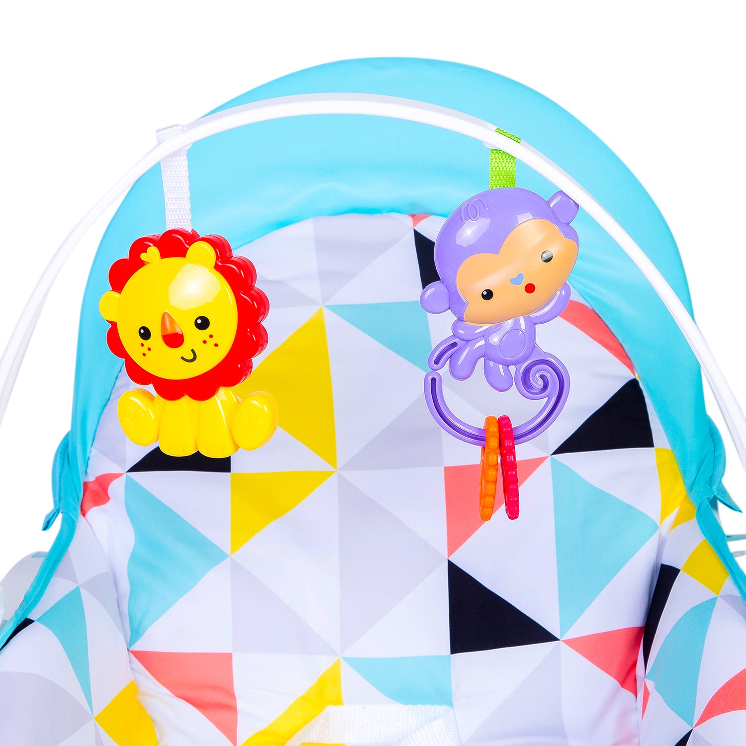 Newborn To Toddler Portable Bouncer With Hanging Toys Abstract Blue