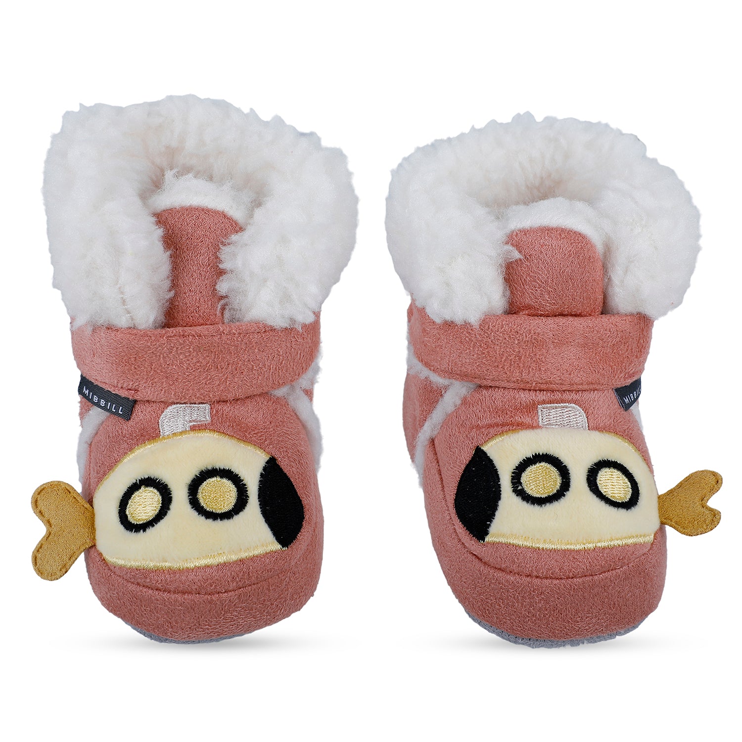 Baby Moo Submarine Velcro Warm Furry Booties - Pink - Baby Moo