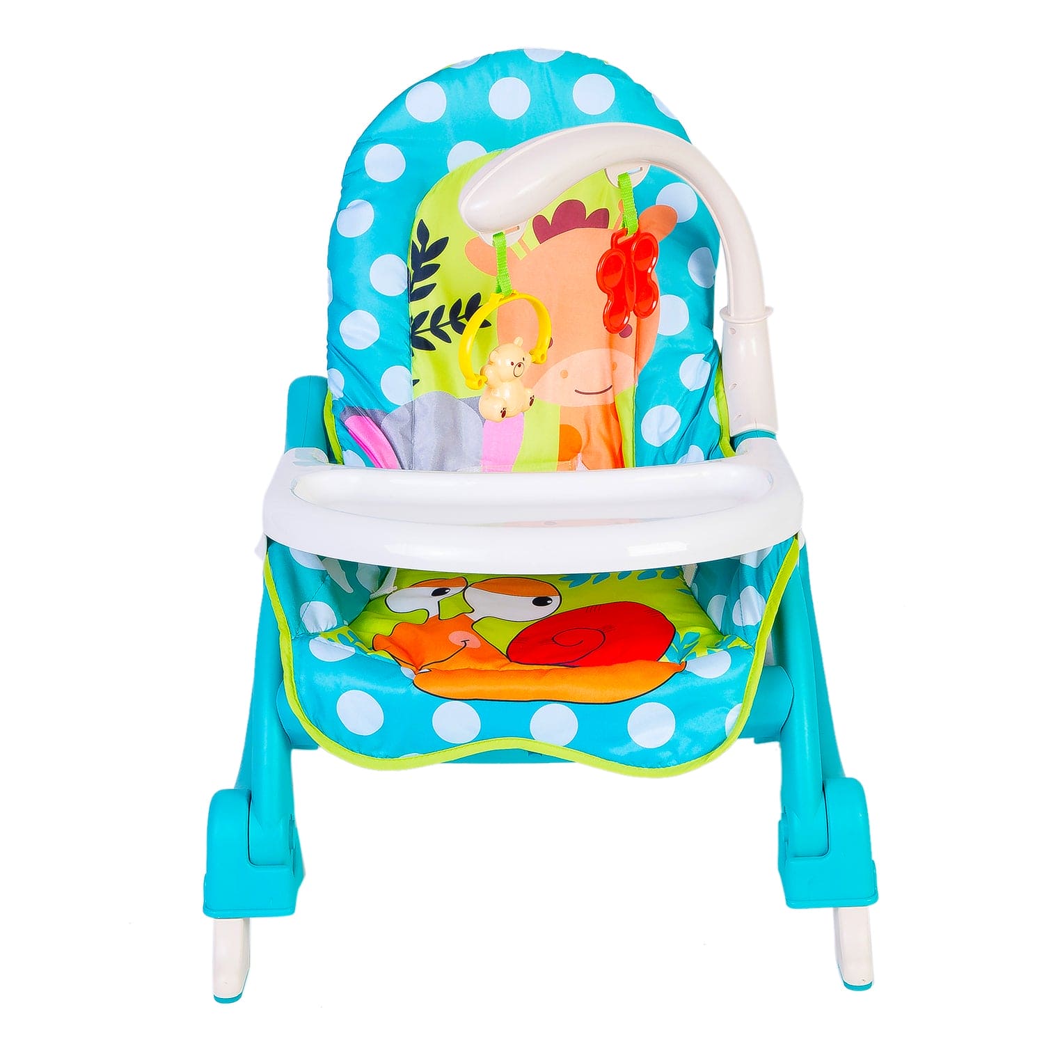 2 In 1 Rocker Cum Feeding Chair 20 Kg Polka Dot Blue