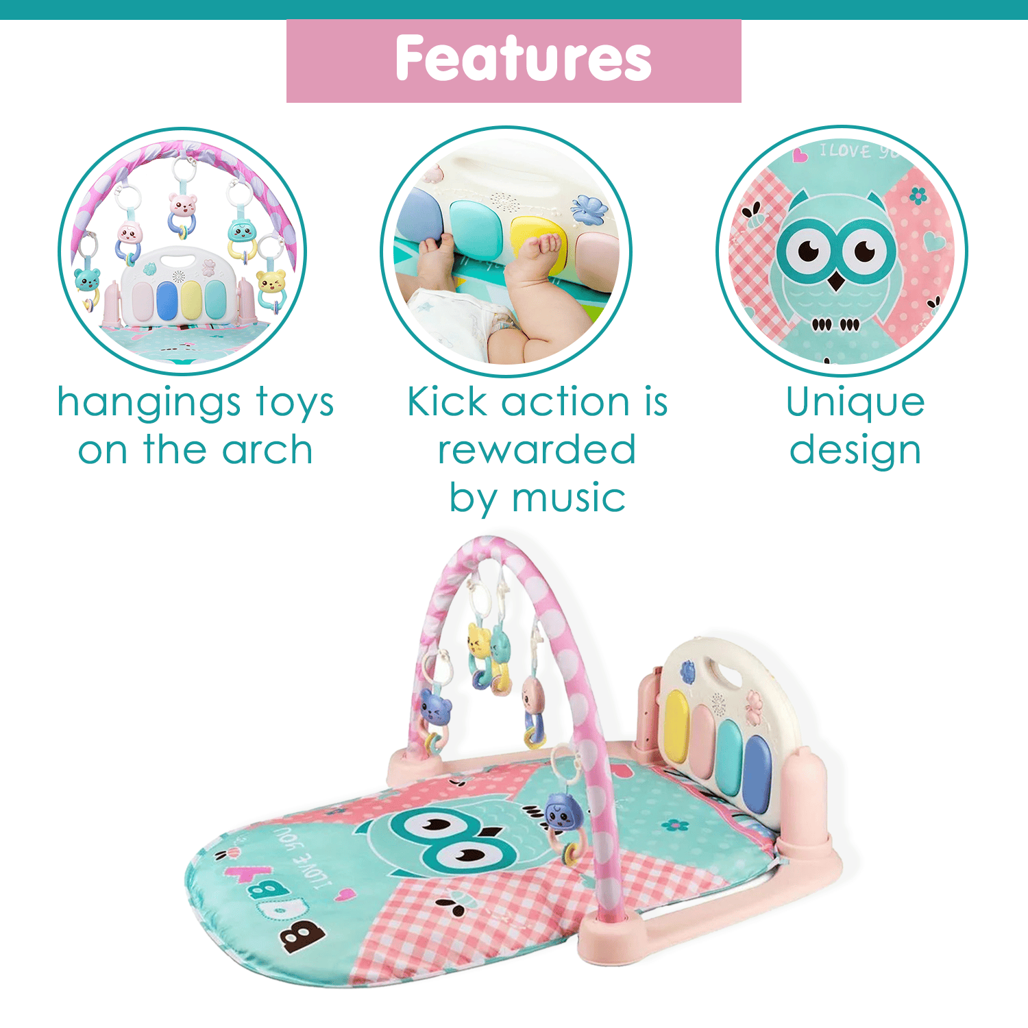 Owl Blue Piano Activity Gym