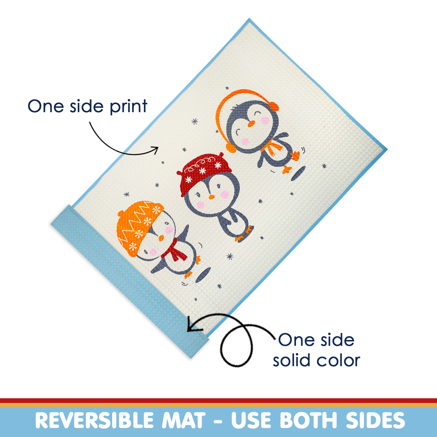 Penguin Party White And Blue Massage Mat