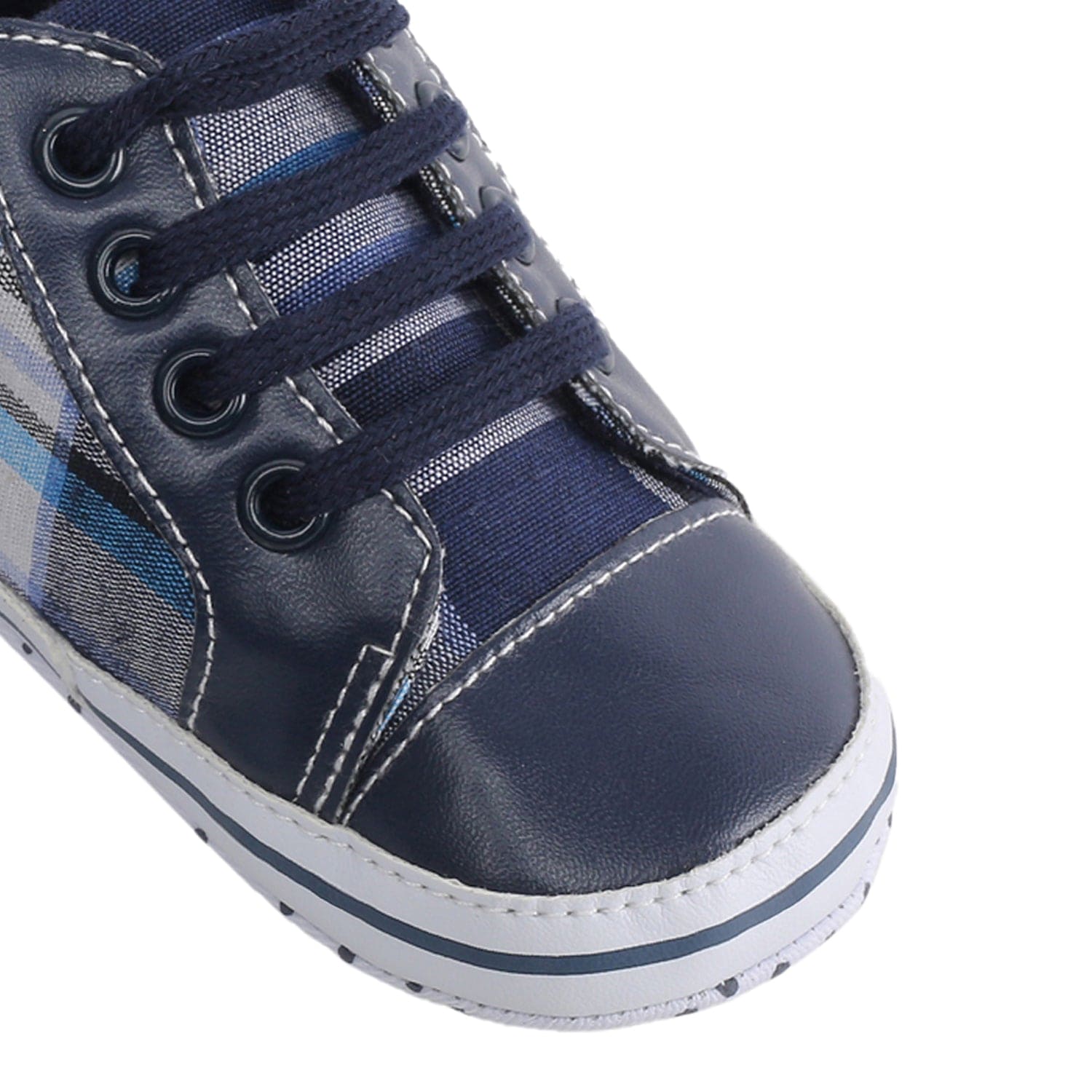 Baby Moo Checked Blue Sneakers