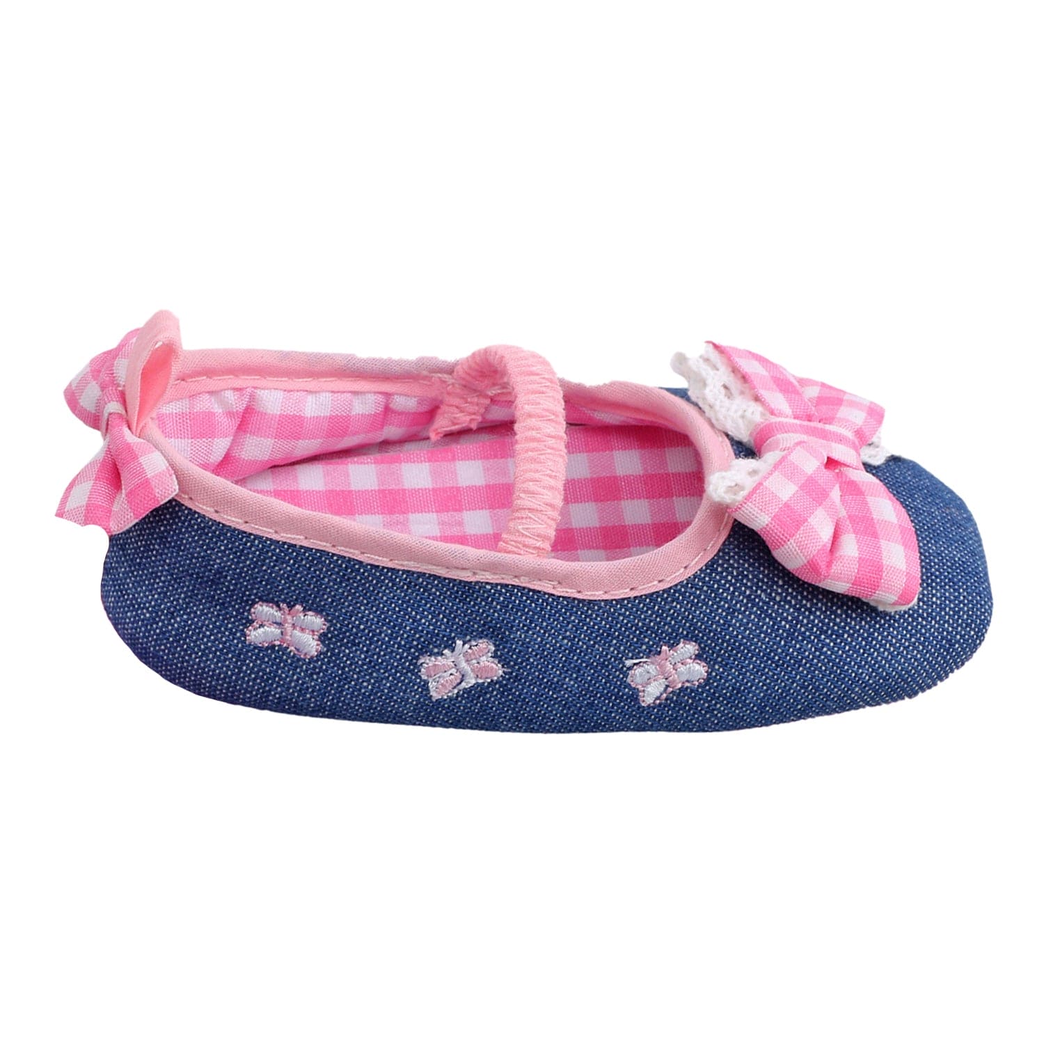 Baby Moo Butterfly Bow Pink And Blue Booties
