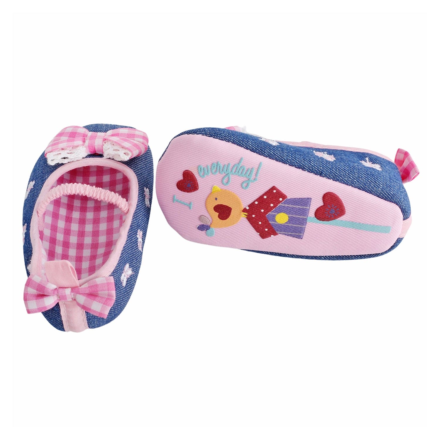 Baby Moo Butterfly Bow Pink And Blue Booties