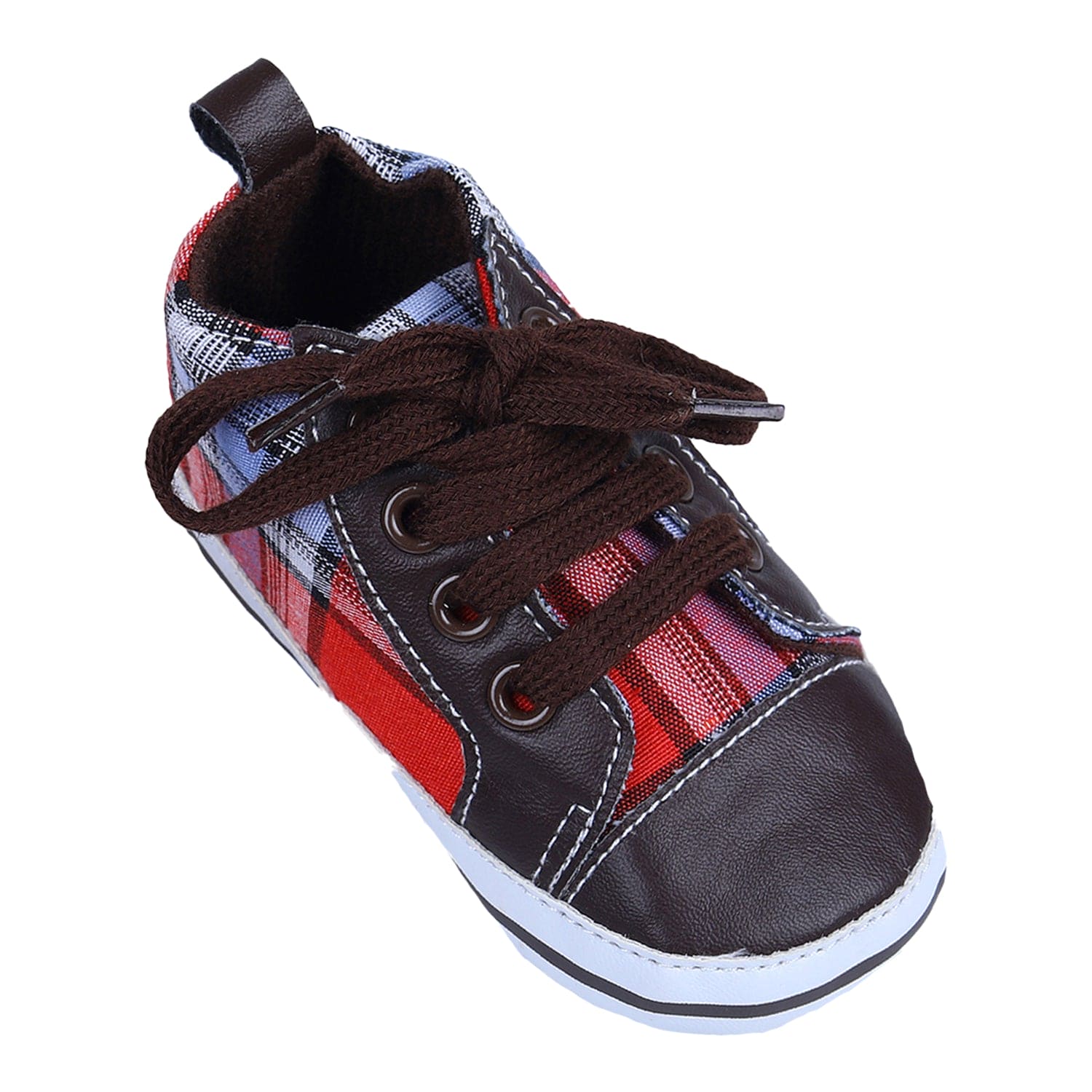 High Top Lace-Up Checked Stylish Sneaker Booties - Red