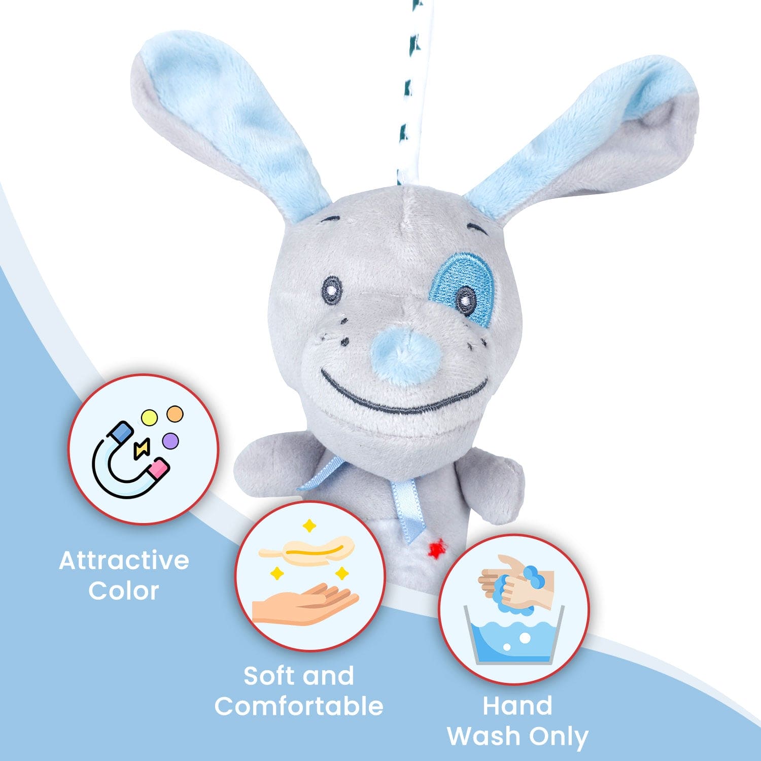 Baby Moo Dog Wind Chime Hanging Musical Toy - Grey
