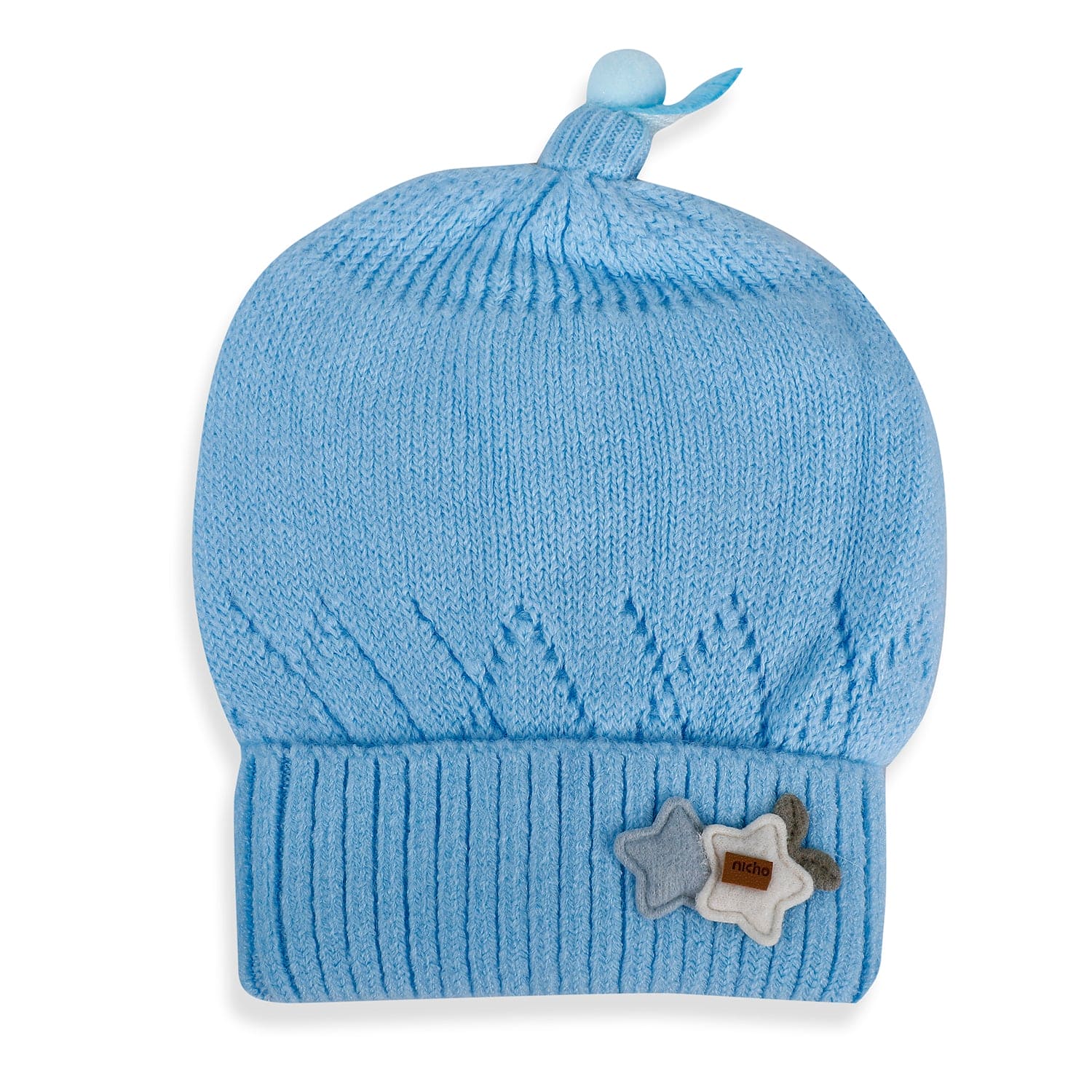 Baby Moo Star Breathable Beanie Warm Knitted Woollen Cap - Blue