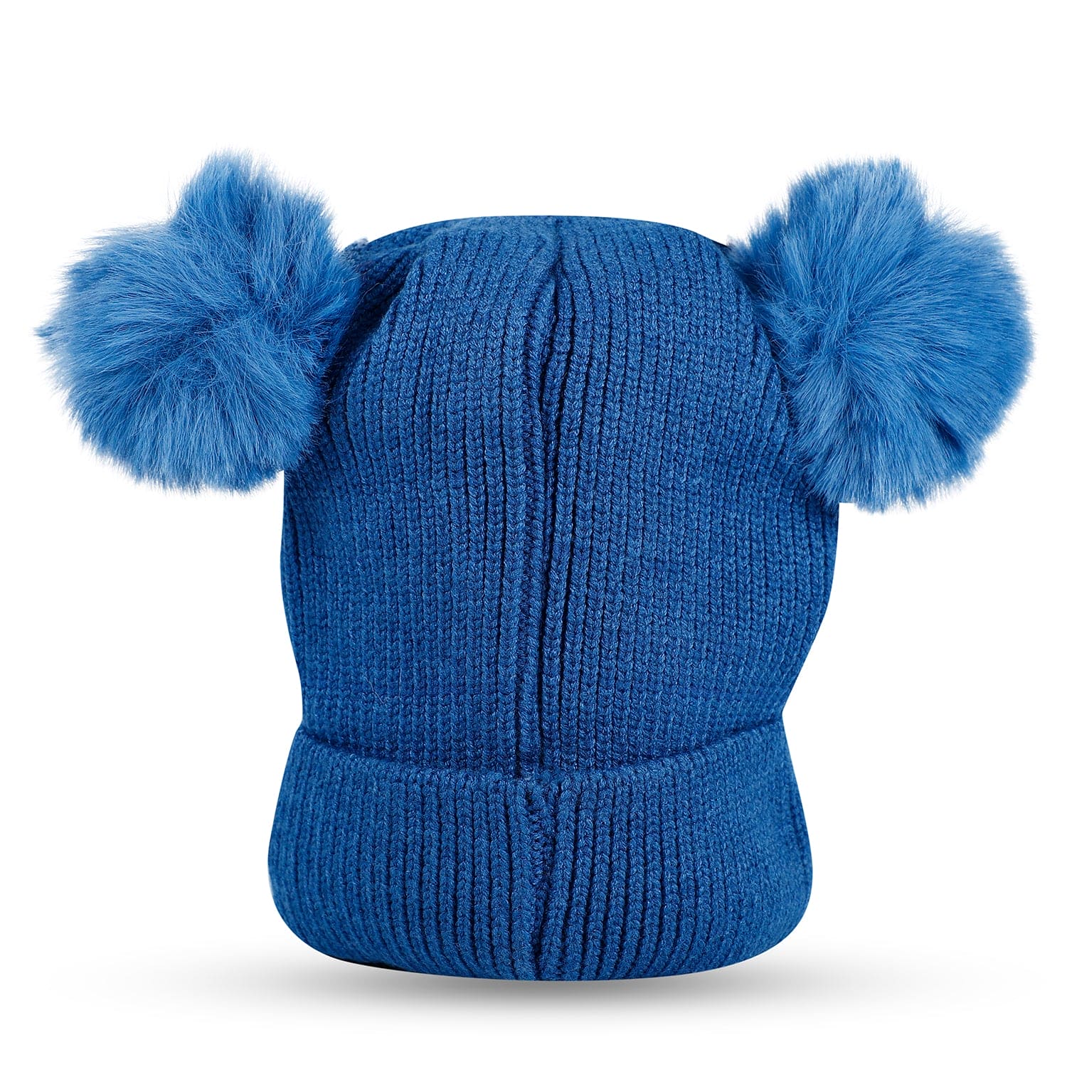 Baby Moo Bear Pom Pom Breathable Beanie Warm Knitted Woollen Cap - Blue