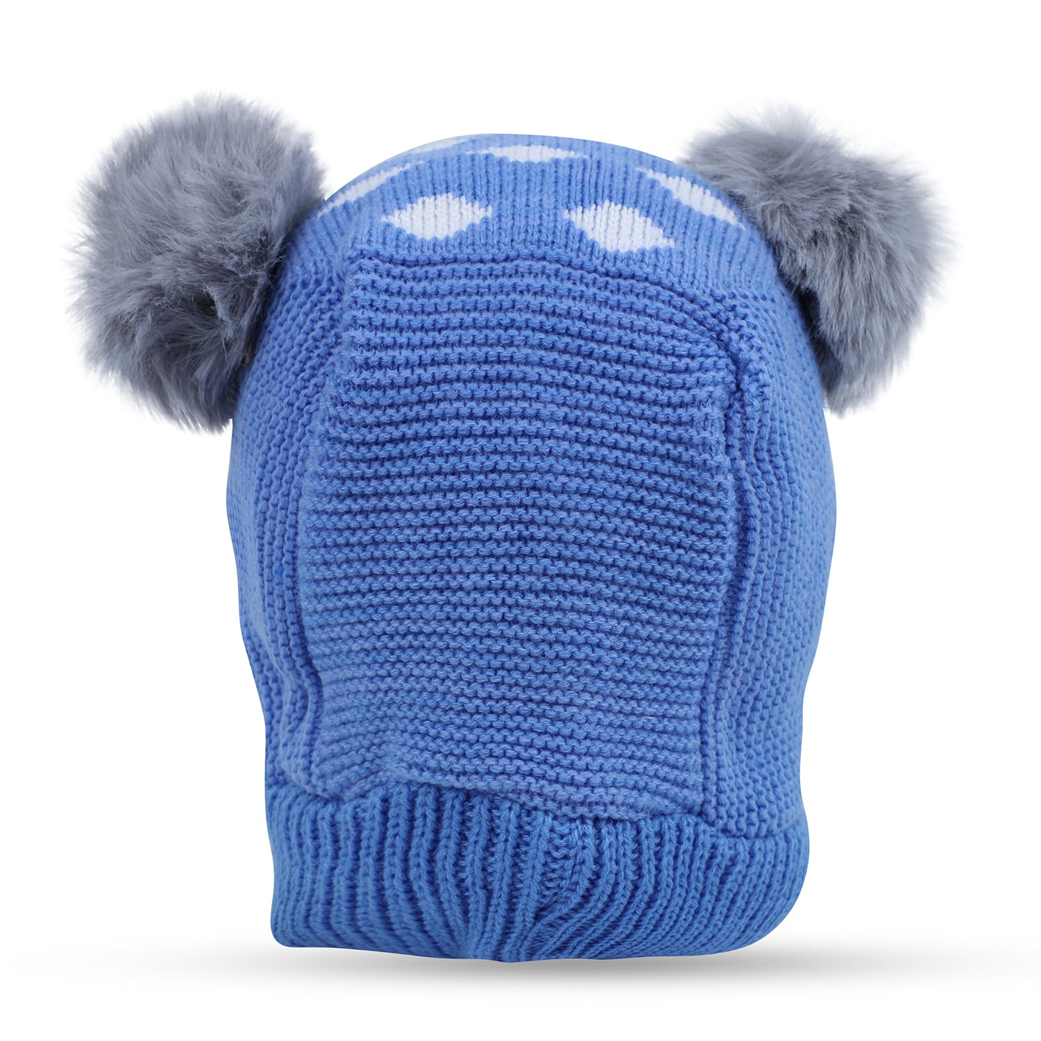 Baby Moo Adorable Pom Pom Knitted Beanie Woollen Cap - Blue - Baby Moo