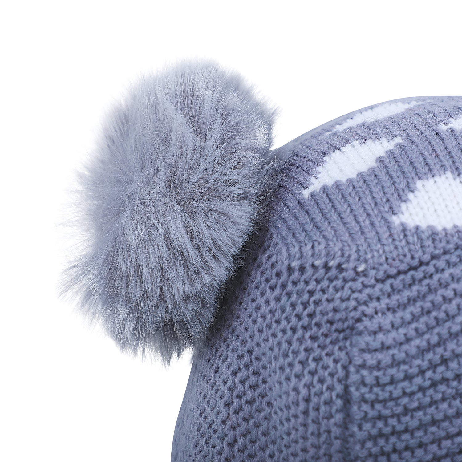 Baby Moo Adorable Pom Pom Knitted Beanie Woollen Cap - Grey - Baby Moo