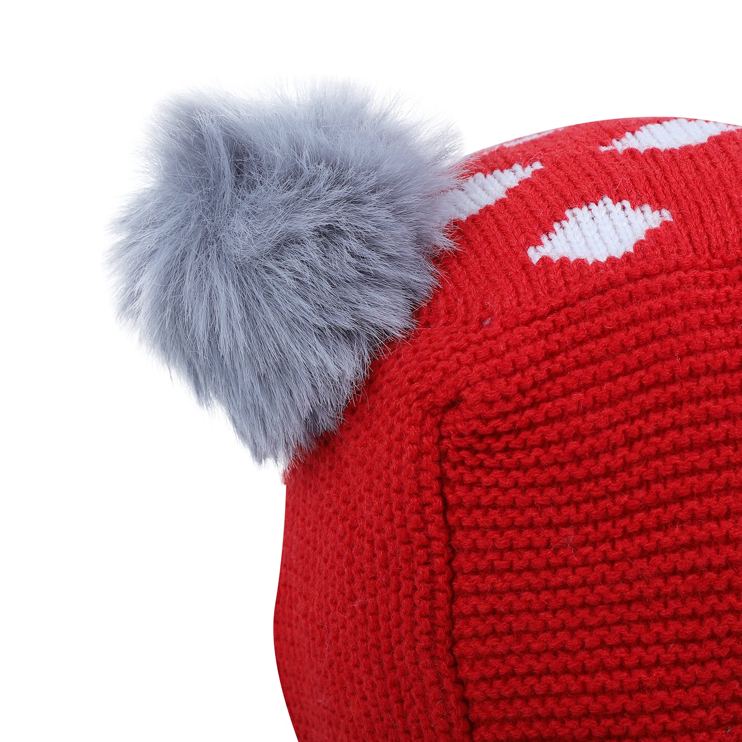 Baby Moo Adorable Pom Pom Knitted Beanie Woollen Cap - Red - Baby Moo