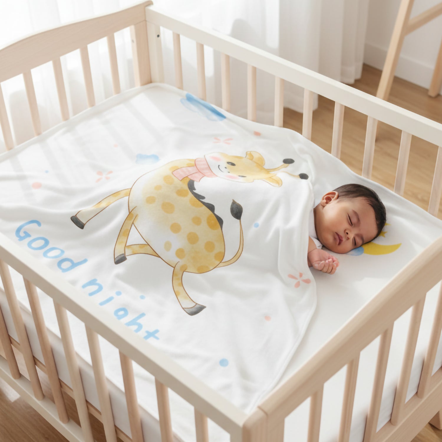Baby Moo Baby Deer Double Layered Cooling Breathable Bamboo Blanket - White