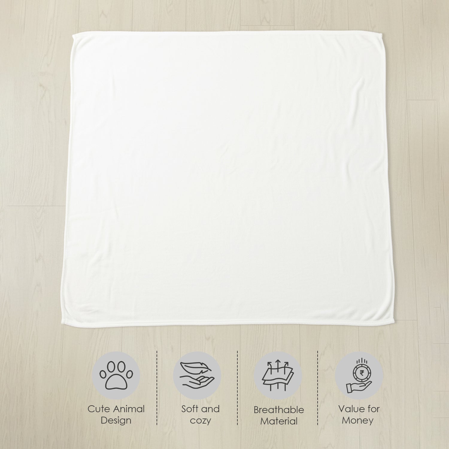 Baby Moo Cute Elephant Double Layered Cooling Breathable Bamboo Blanket - White