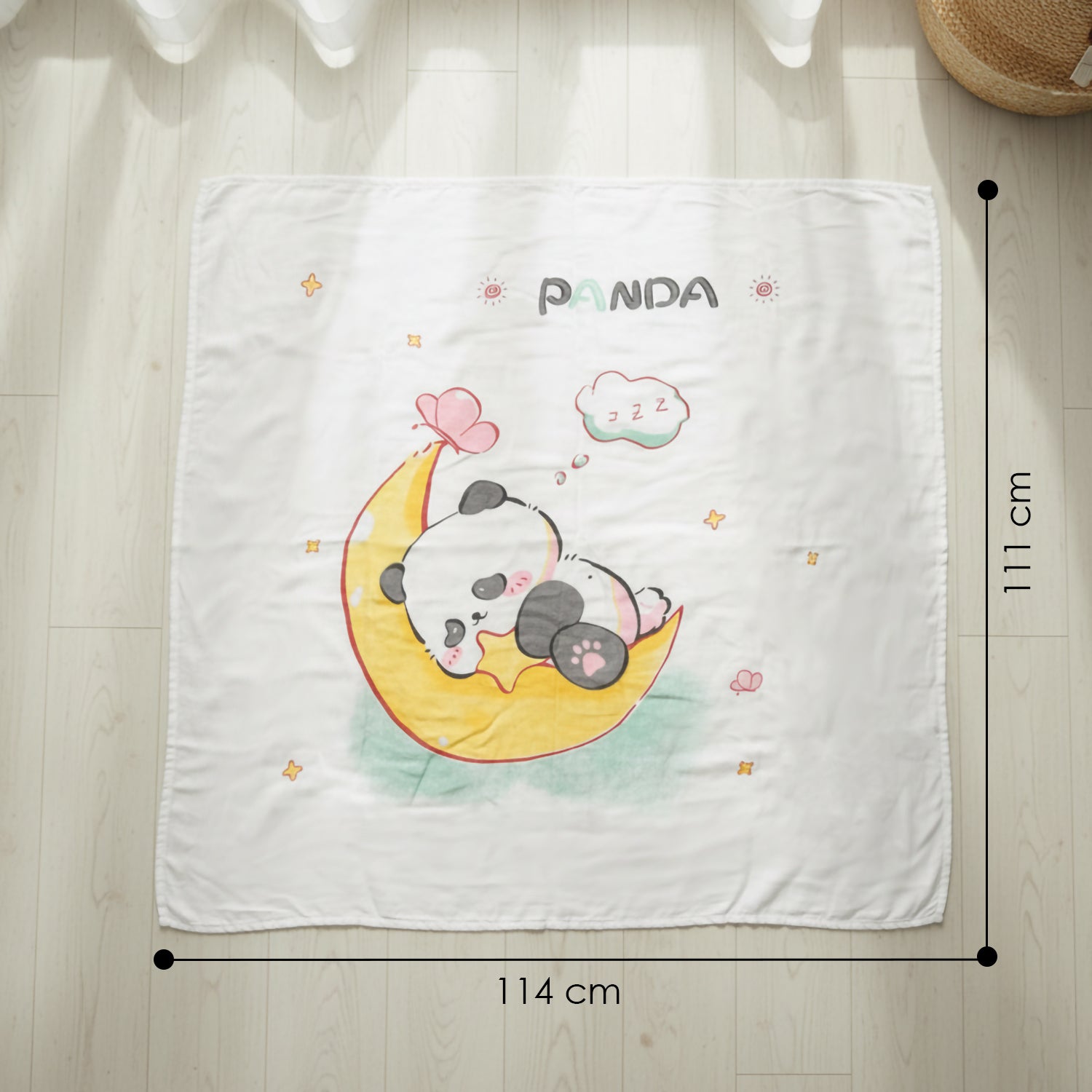 Baby Moo Sleeping Panda Double Layered Cooling Breathable Bamboo Blanket - White