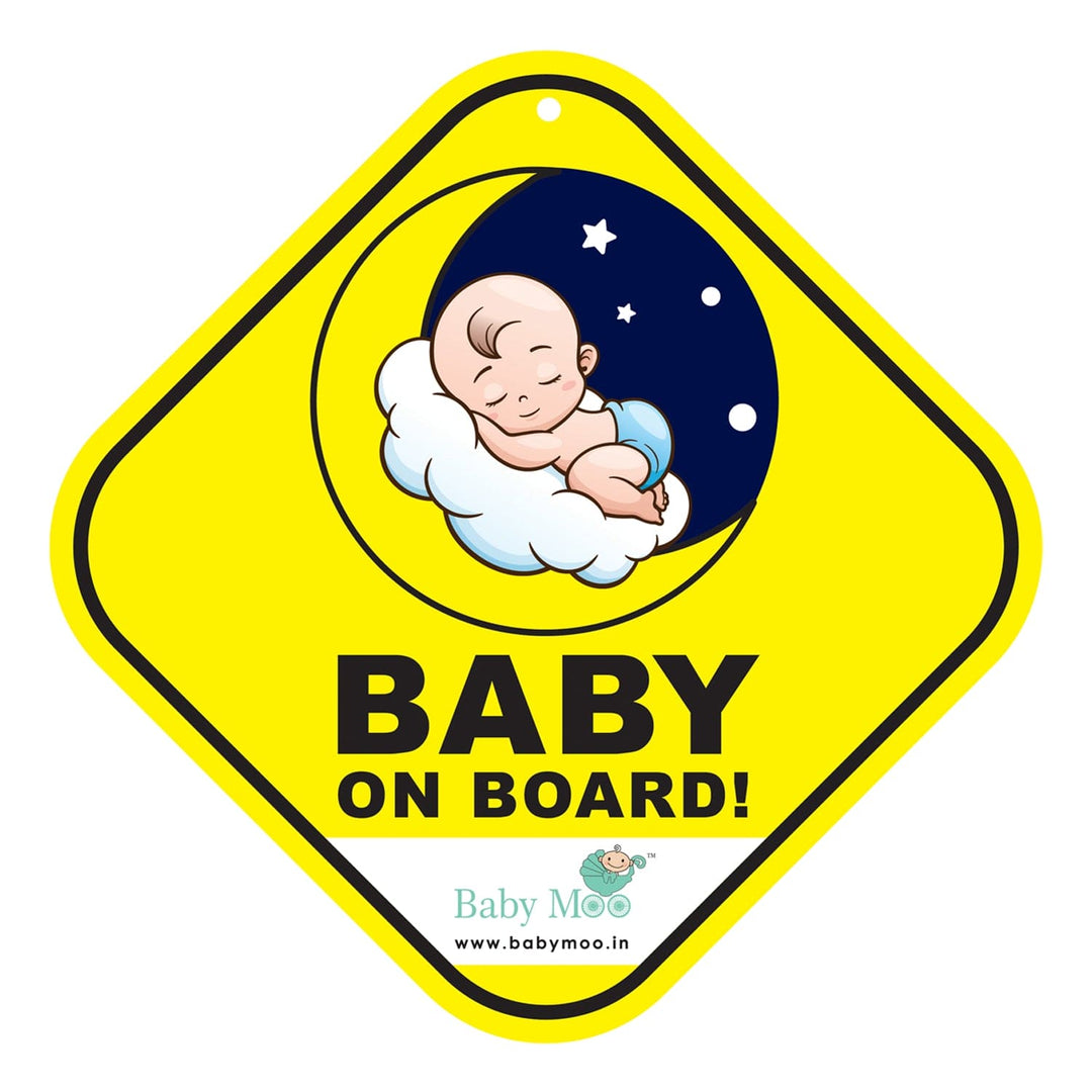 Baby Moo Snoozing Angel Car Sign With Vacuum Suction Cup Clip - Yellow - Baby Moo