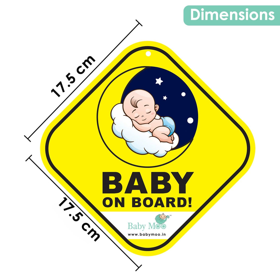 Baby Moo Snoozing Angel Car Sign With Vacuum Suction Cup Clip - Yellow - Baby Moo