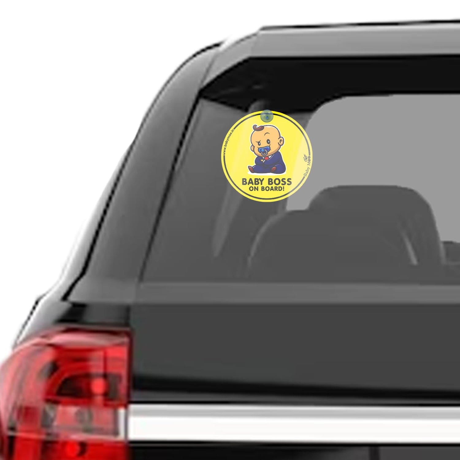 Baby Moo Baby Boss Car Safety Sign With Vacuum Suction Cup Clip Single - Black
