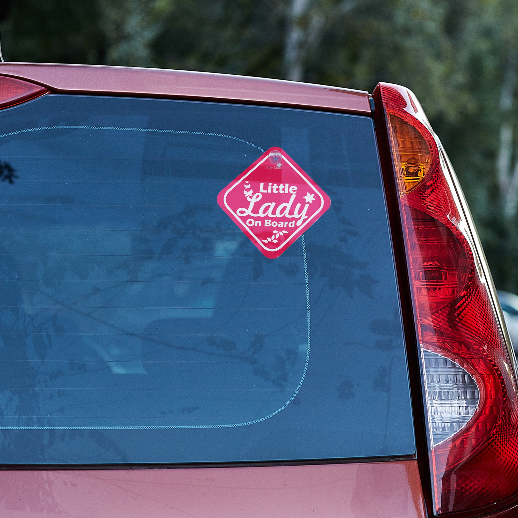 Baby Moo Little Lady And Baby On Board Car Safety Sign With Suction Cup Clip 2 Pack - Pink - Baby Moo