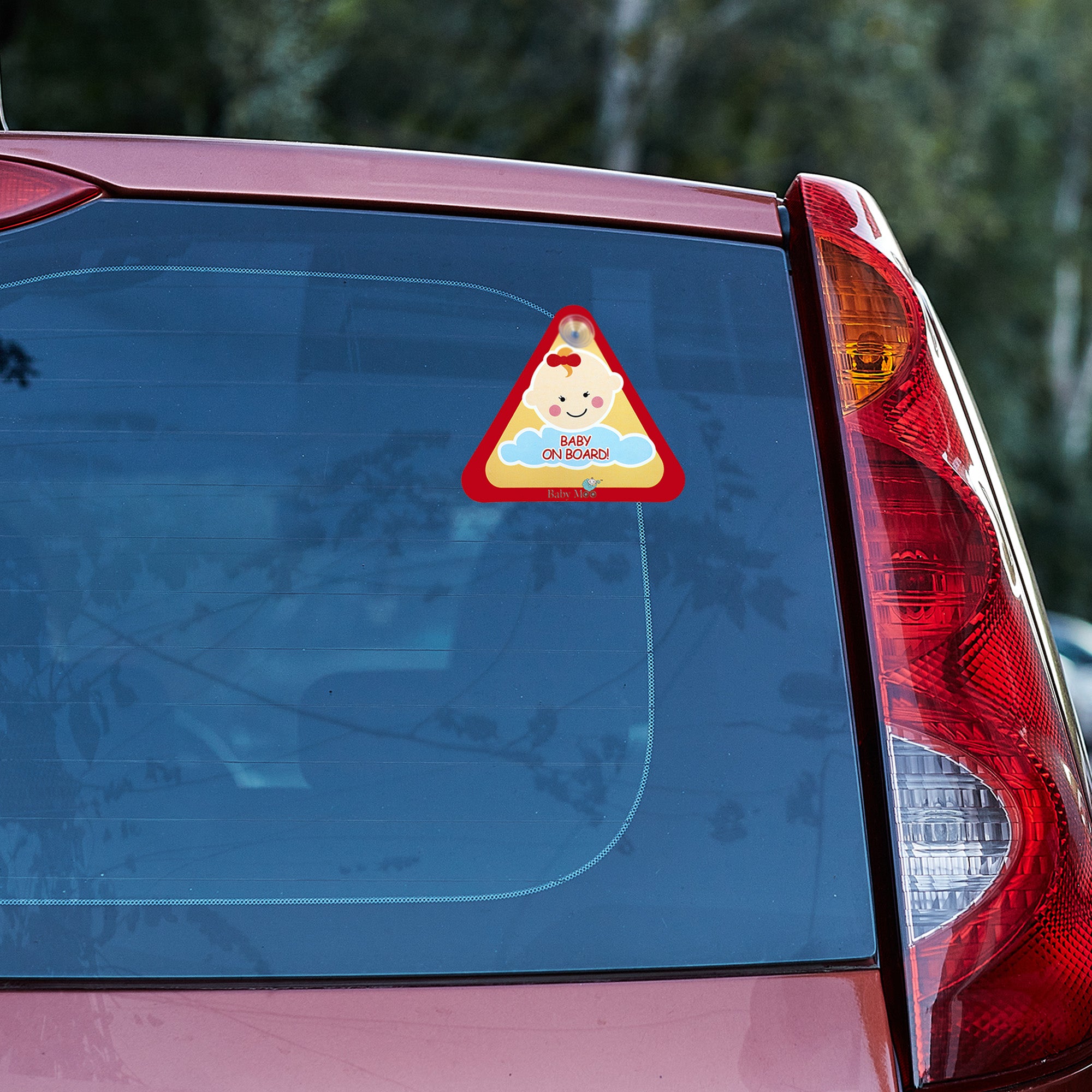 Baby Moo Little Lady And Baby On Board Car Safety Sign With Suction Cup Clip 2 Pack - Pink - Baby Moo