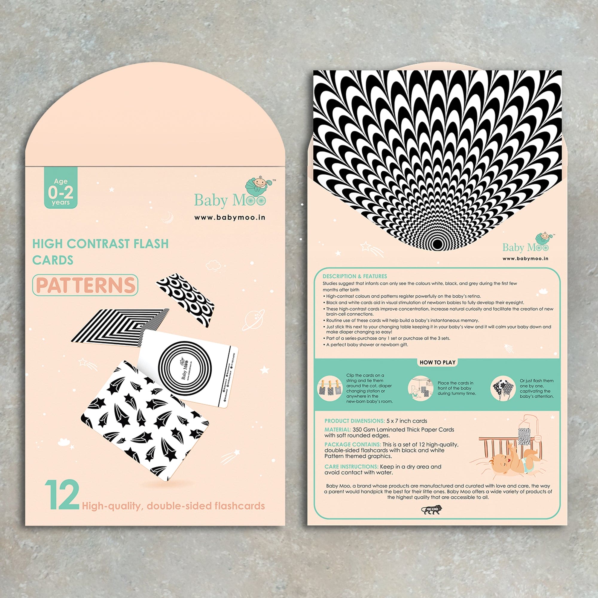 Baby Moo High Contrast Flash Cards Pack of 12 - Patterns