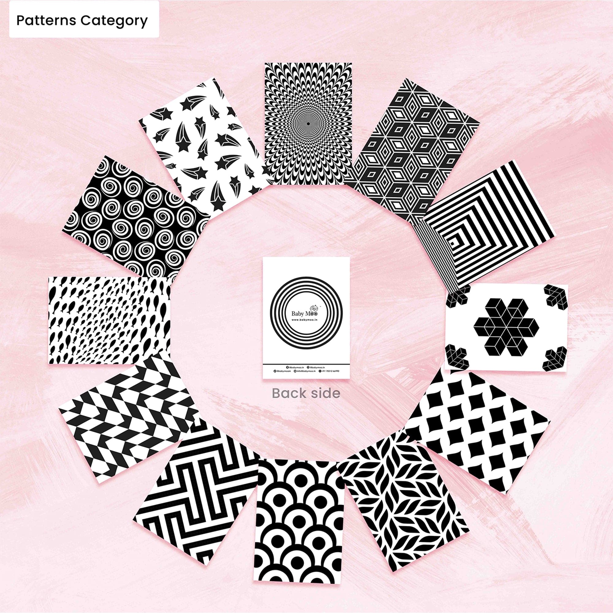 Baby Moo High Contrast Flash Cards Pack of 12 - Patterns