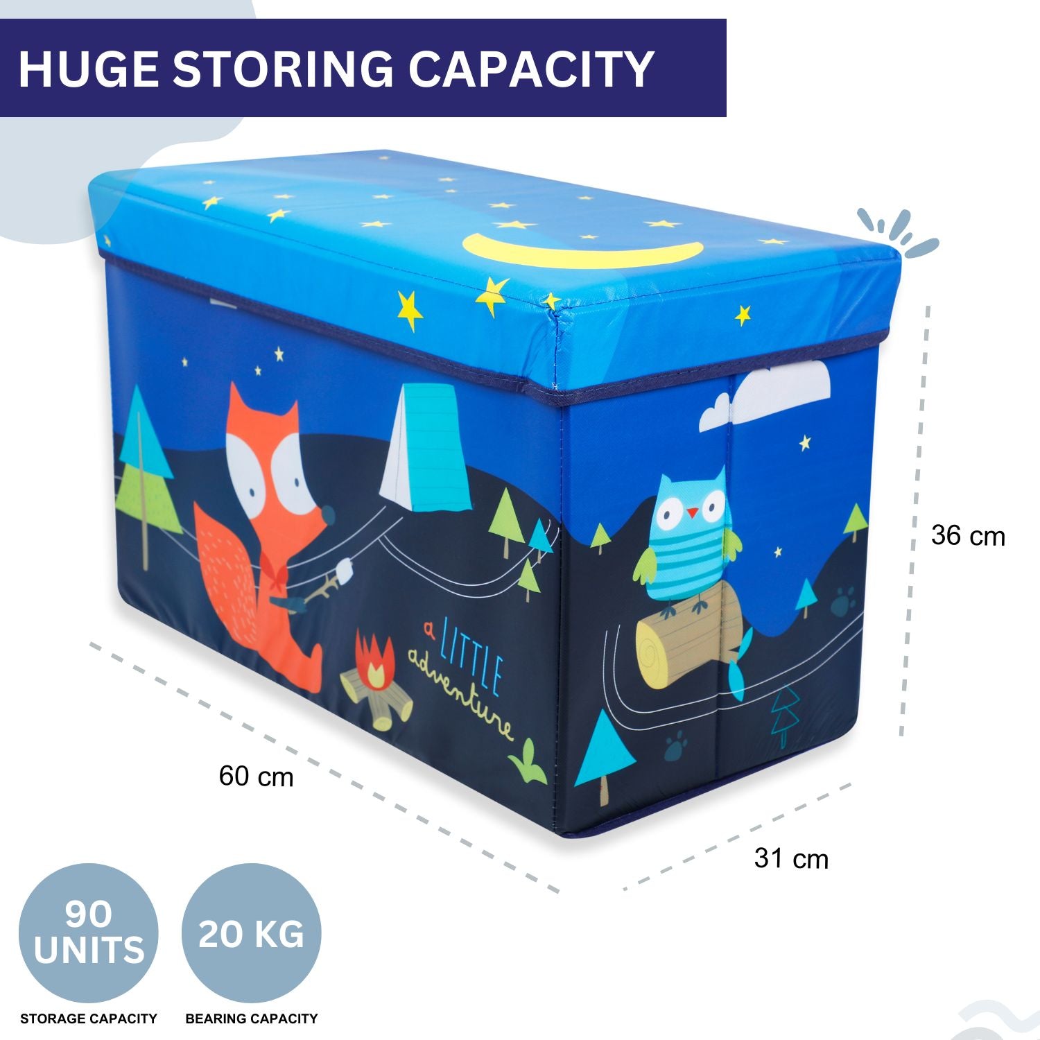 Baby Moo Little Adventure Large Multifunctional Playroom Storage Box - Navy Blue