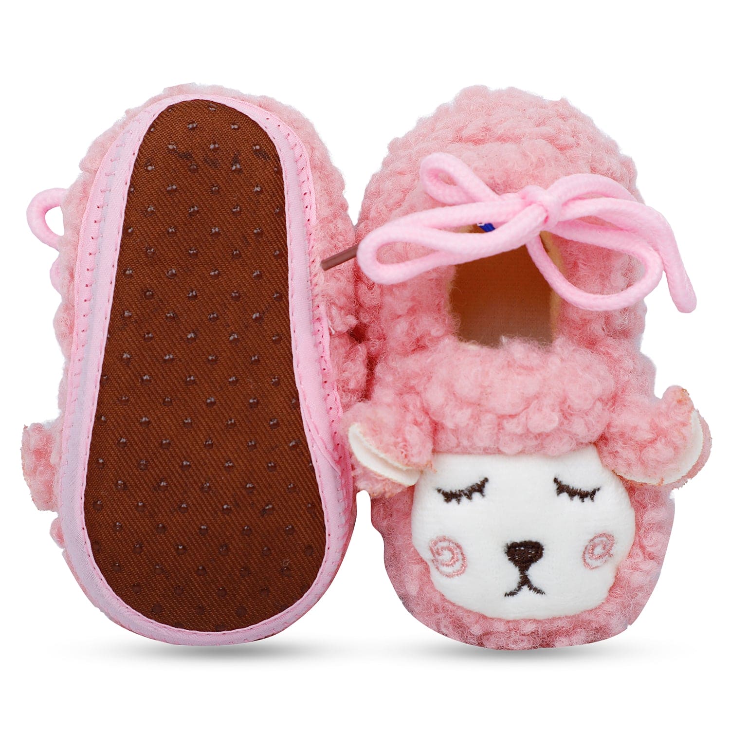 Baby Moo Sheep Warm And Stylish Anti Skid Booties - Pink